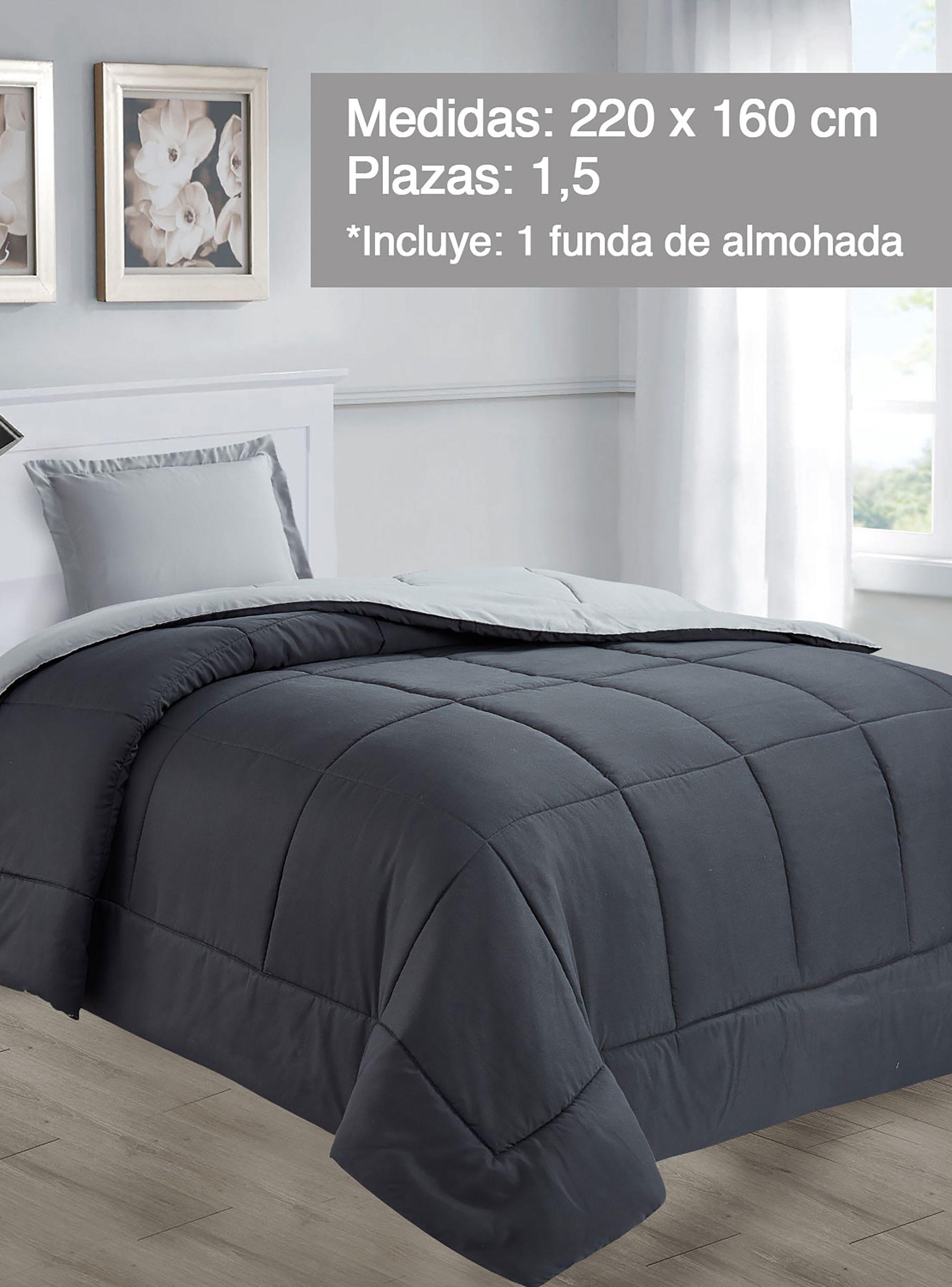 Plumón Cubrecama Reversible Marnie 1.5 Plazas Gris-2