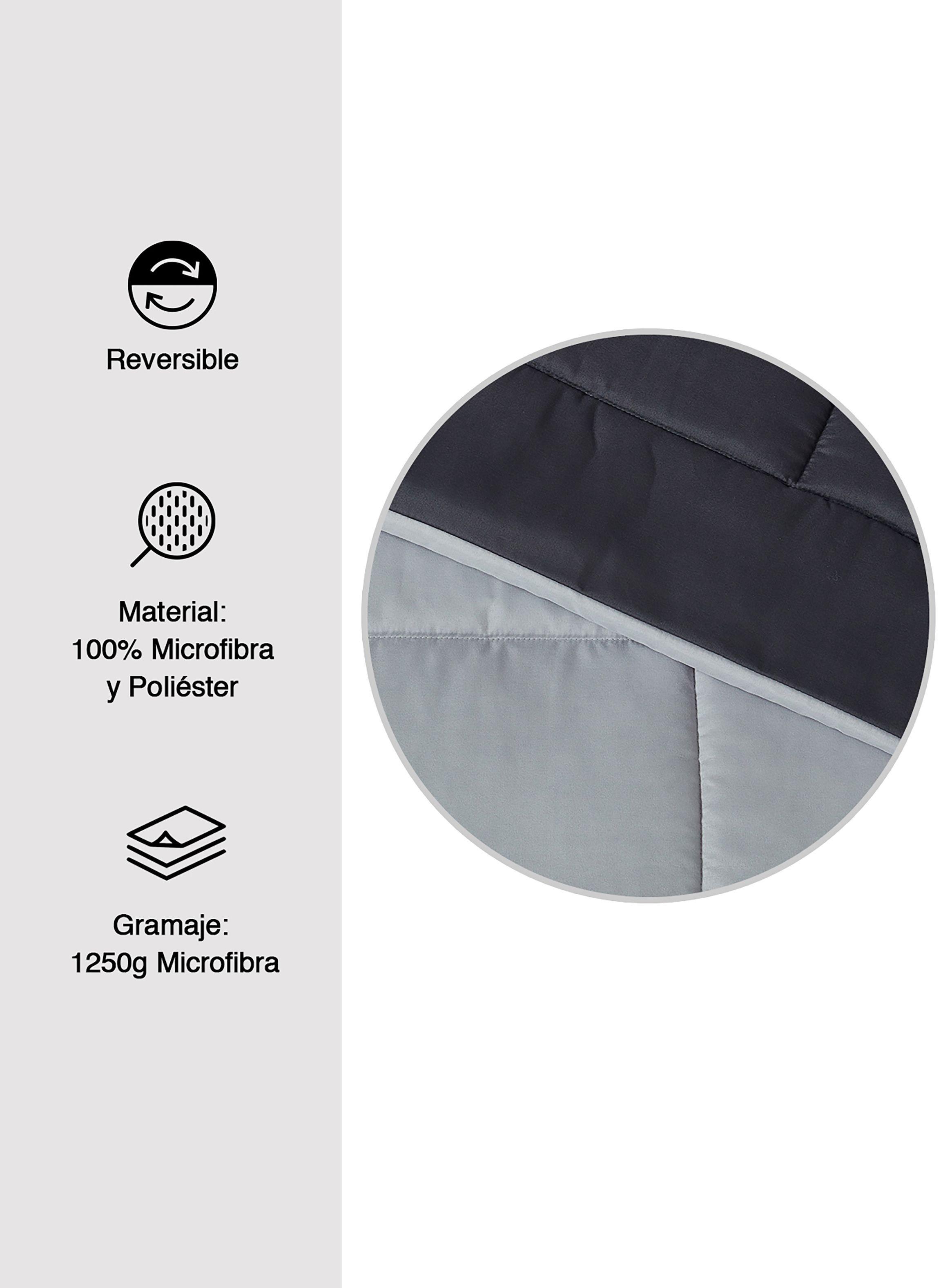 Plumón Cubrecama Reversible Marnie 1.5 Plazas Gris-3