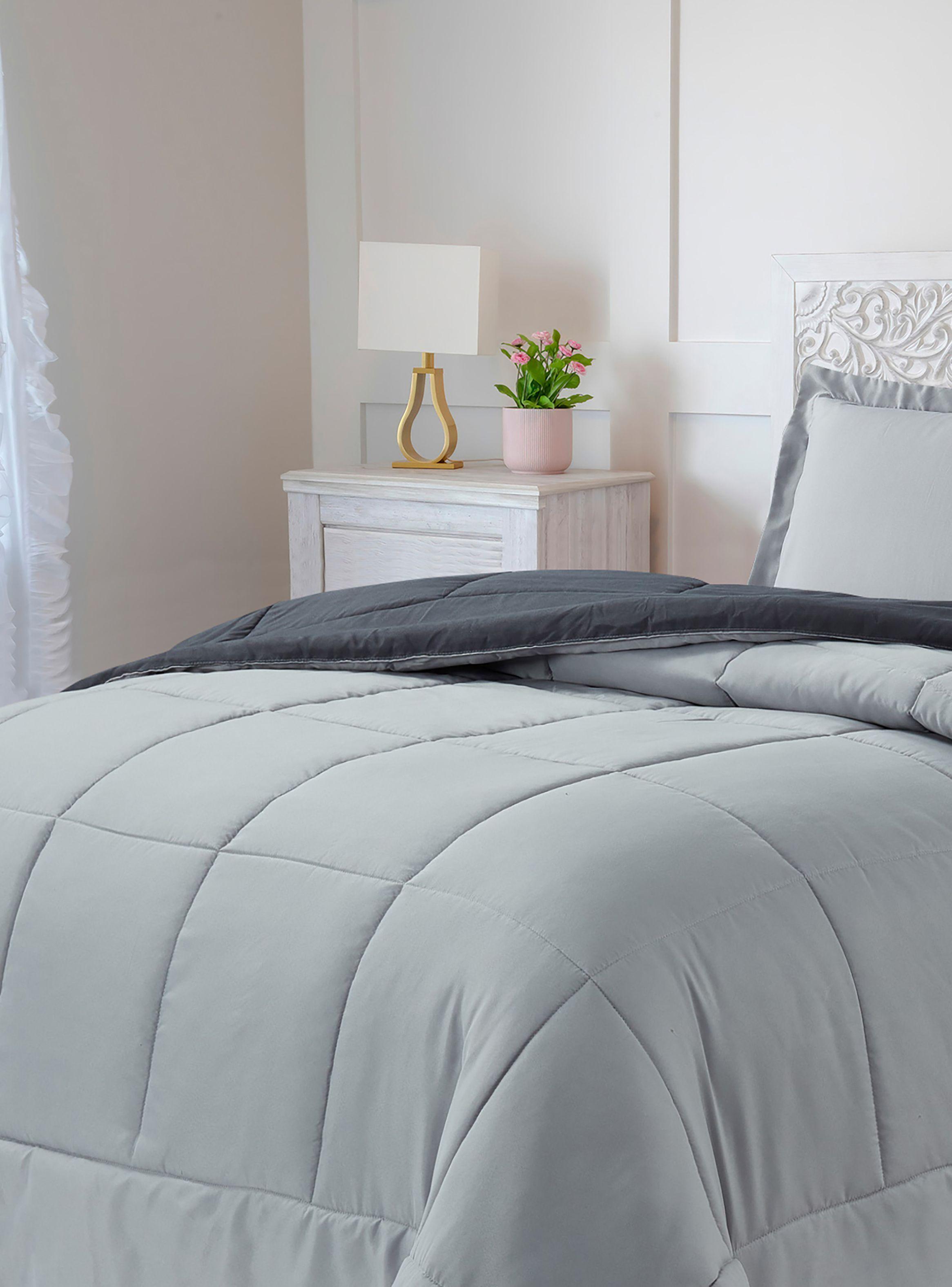 Plumón Cubrecama Reversible Marnie 1.5 Plazas Gris-5