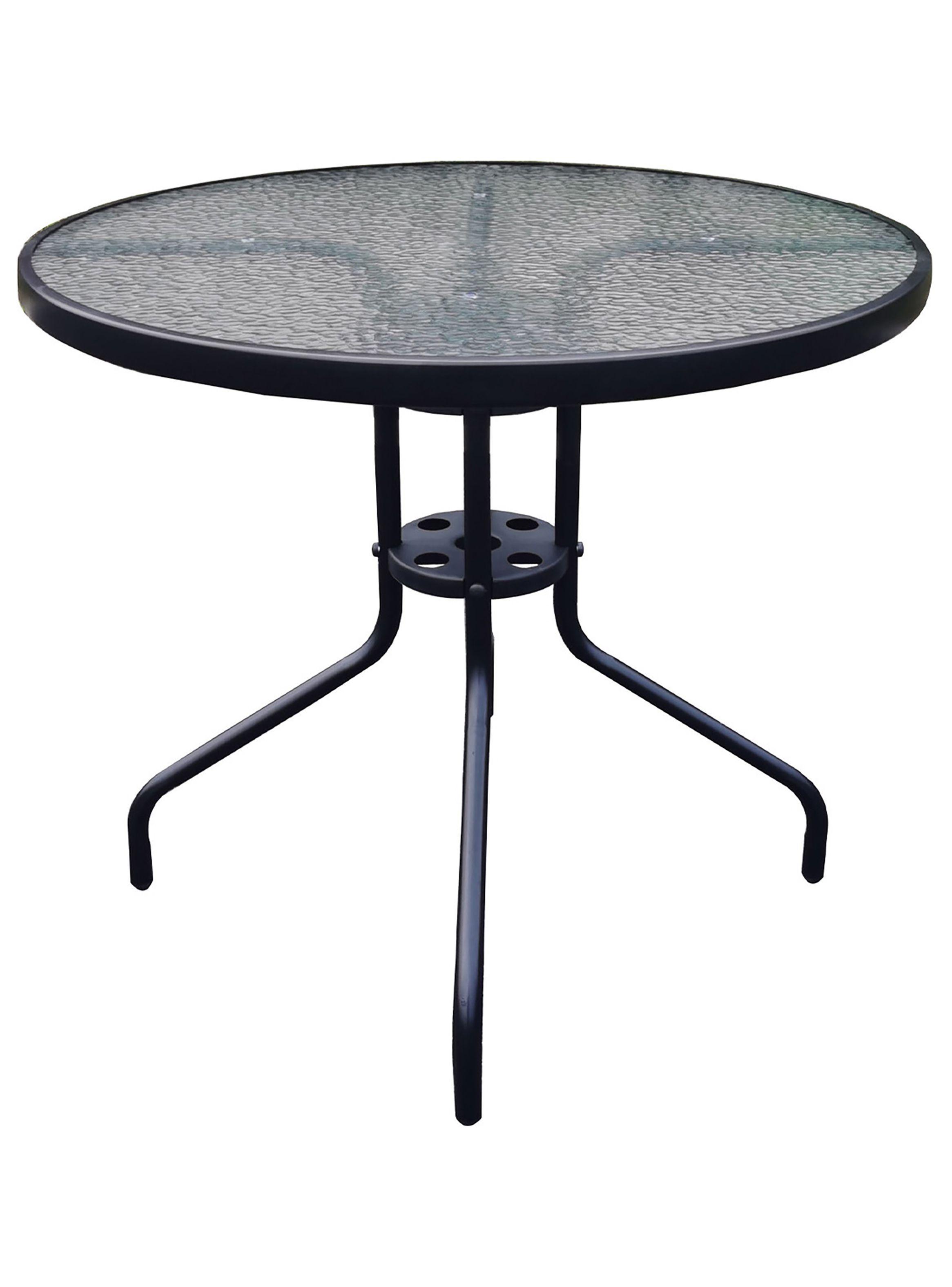 Set terraza 4 sillas acero + Mesa vidrio Negro 80x70 cm-2