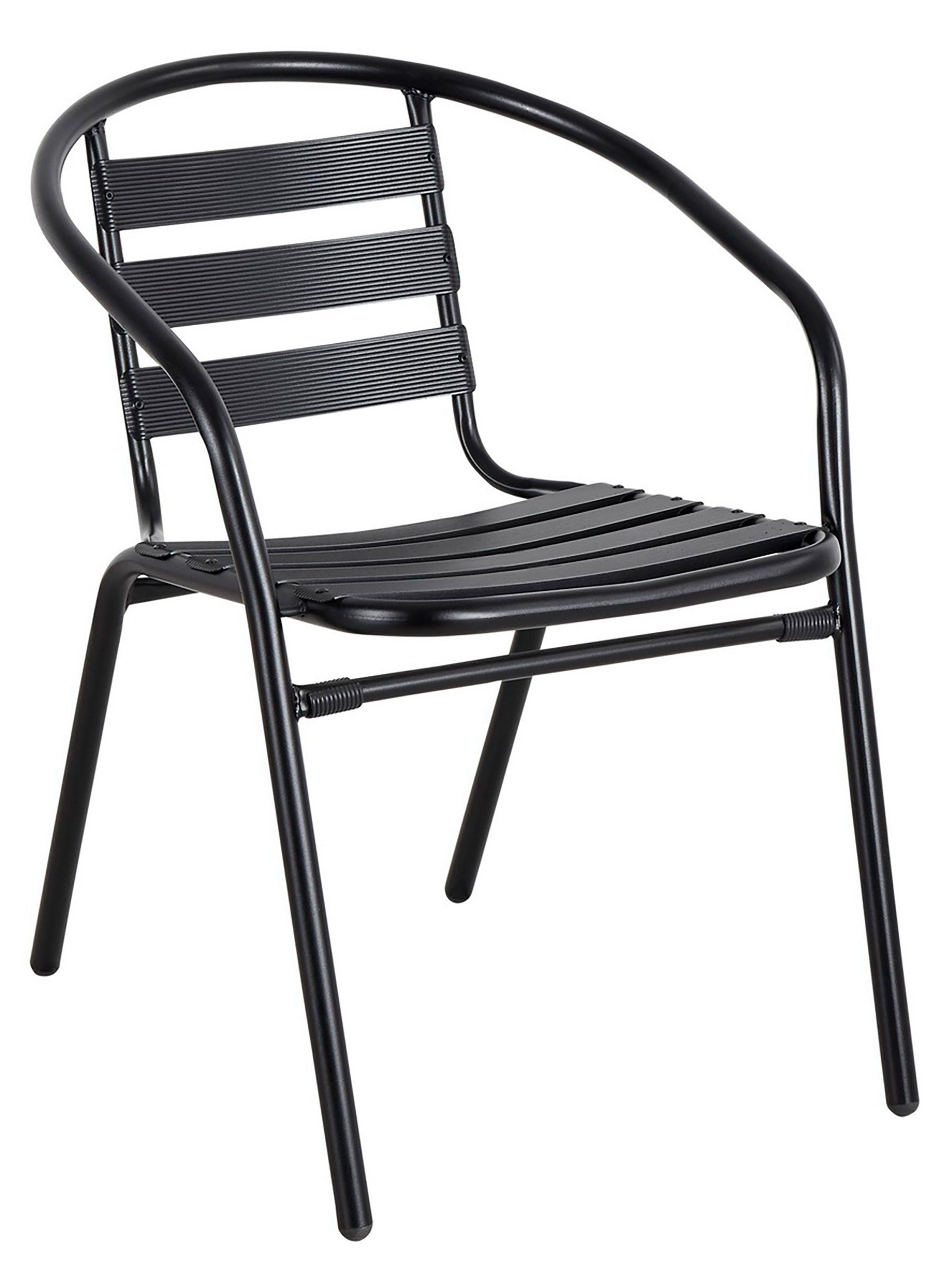 Set terraza 4 sillas acero + Mesa vidrio Negro 80x70 cm-3