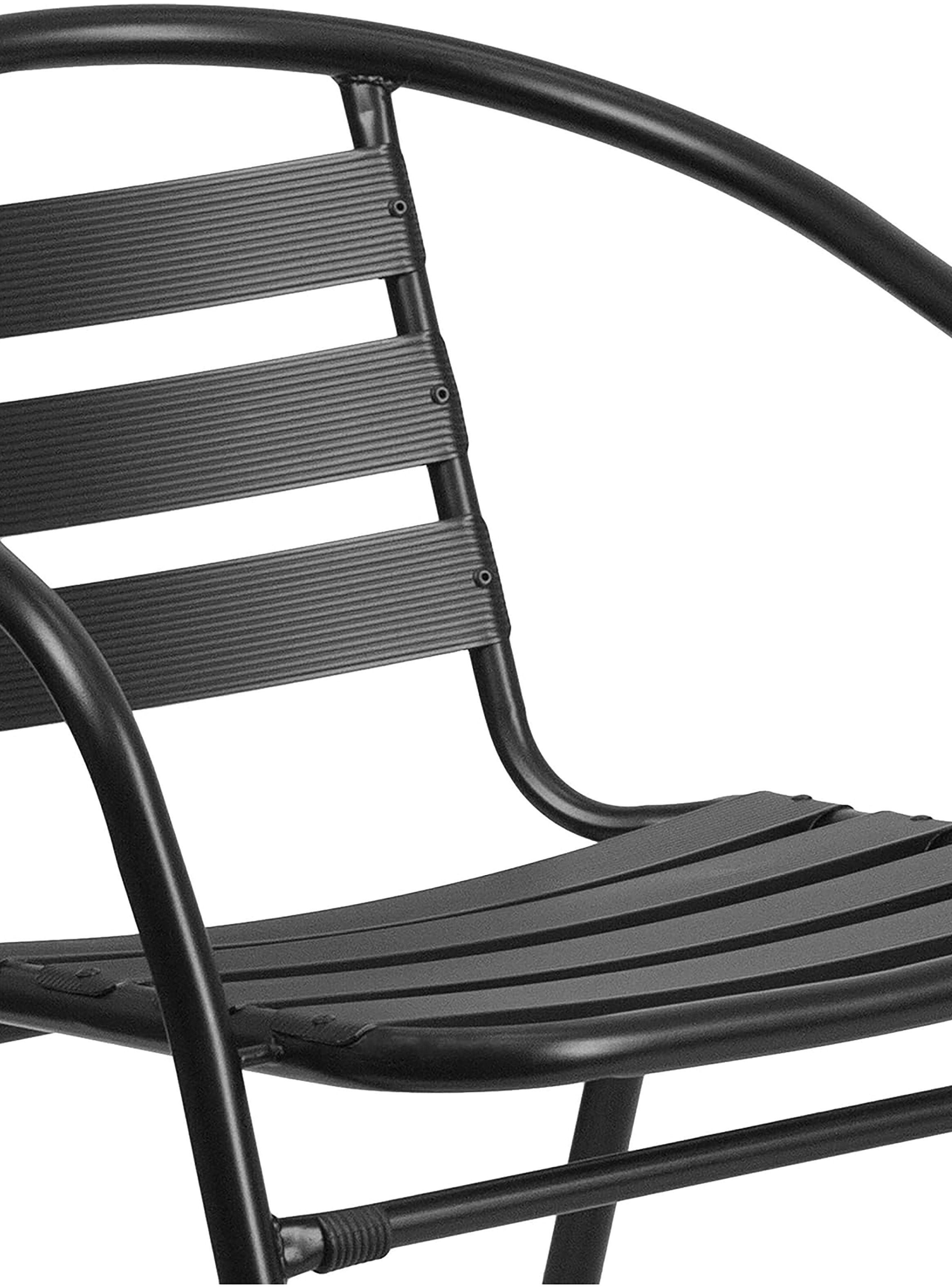 Set terraza 4 sillas acero + Mesa vidrio Negro 80x70 cm-4