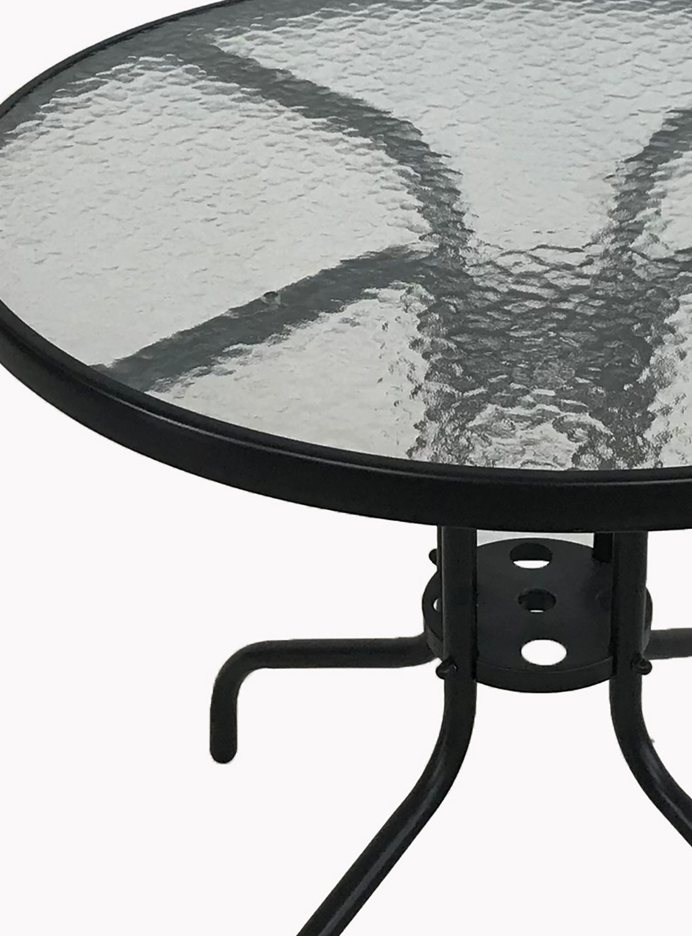 Set terraza 4 sillas acero + Mesa vidrio Negro 80x70 cm-5