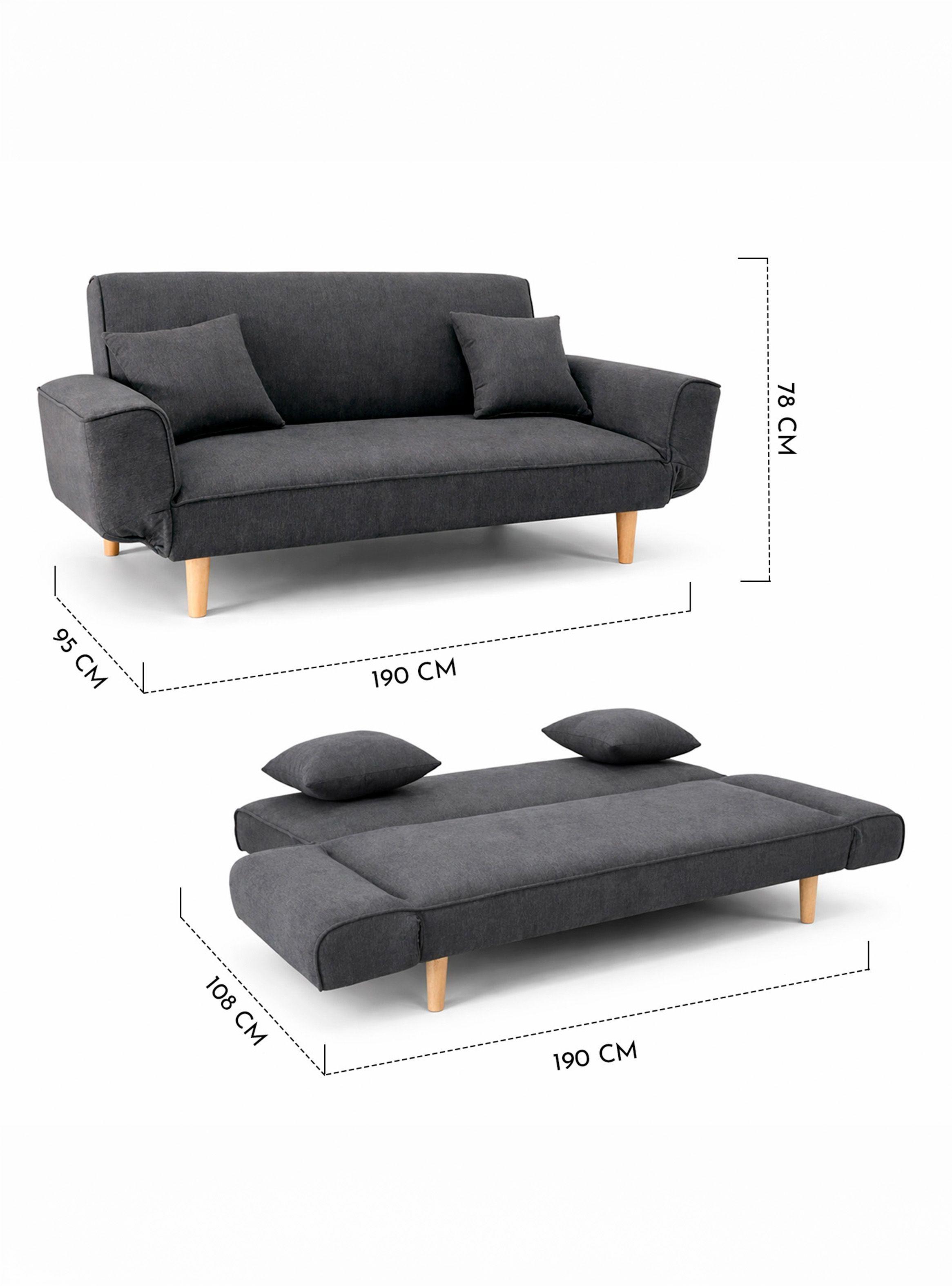 Sofá Cama Helena 78x190x95 cm Gris-7