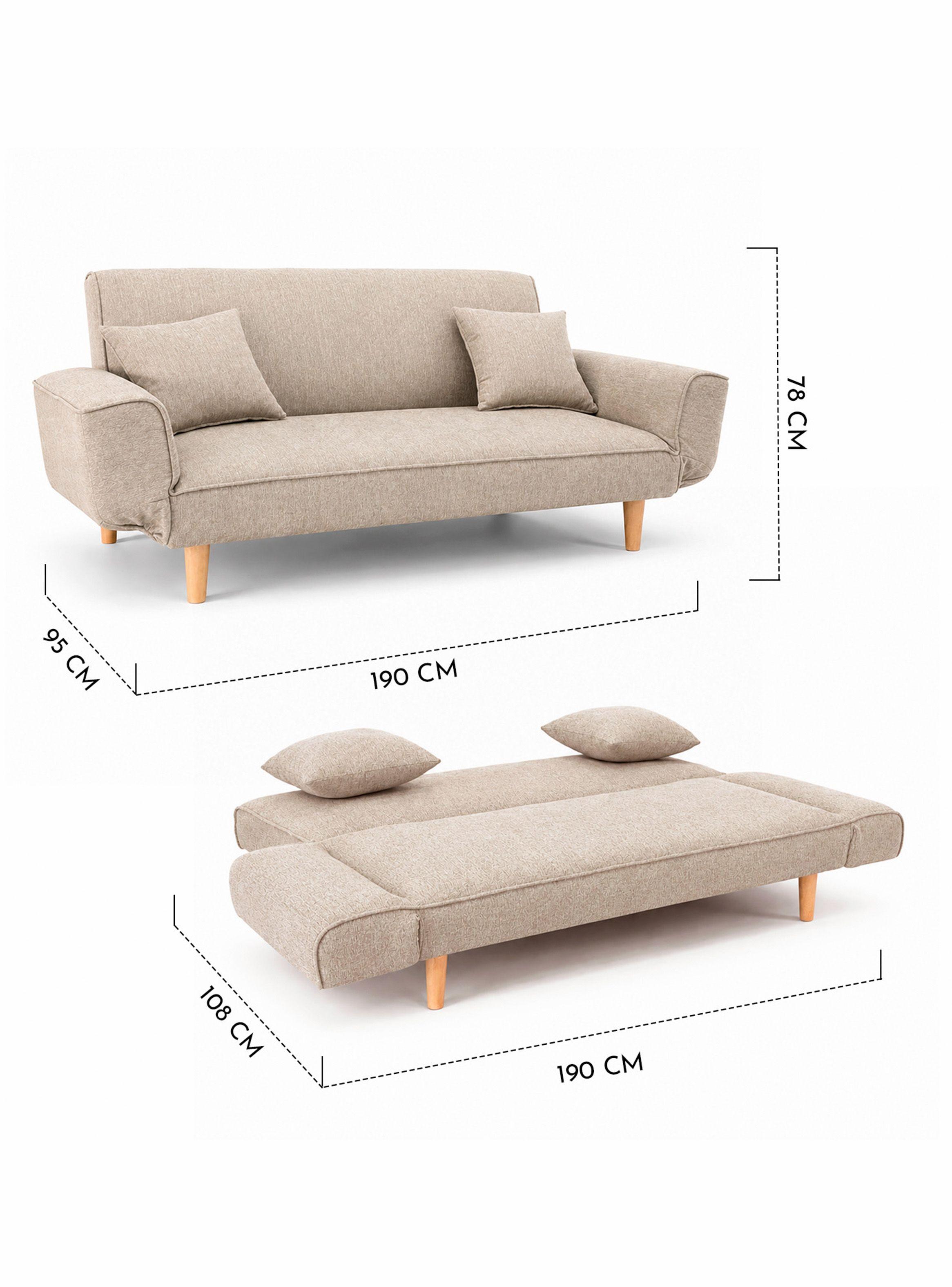 Sofá Cama Helena 78x190x95 cm Beige-5