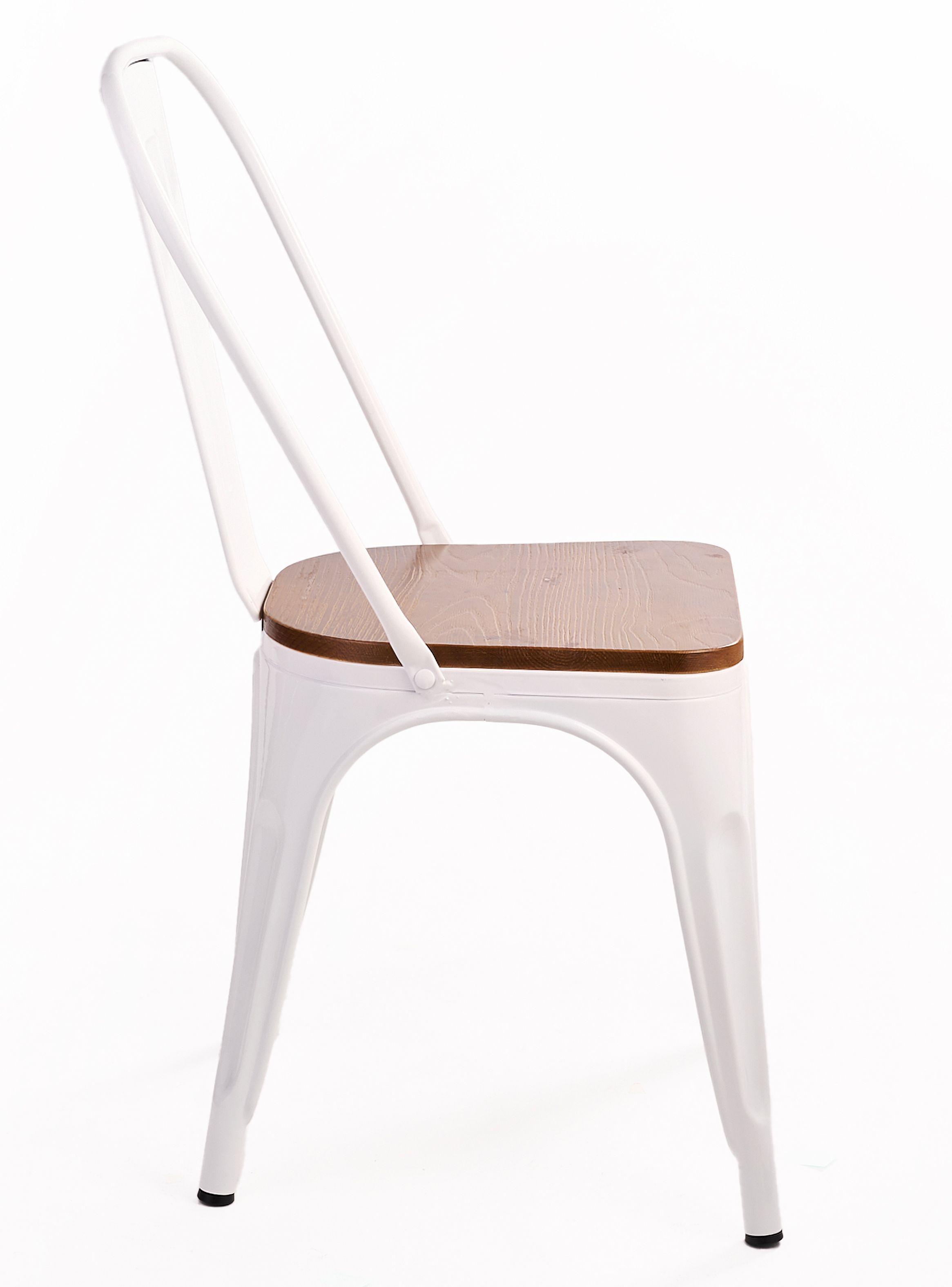 Pack 4 Sillas Tolix Asiento de Madera Blanco-3