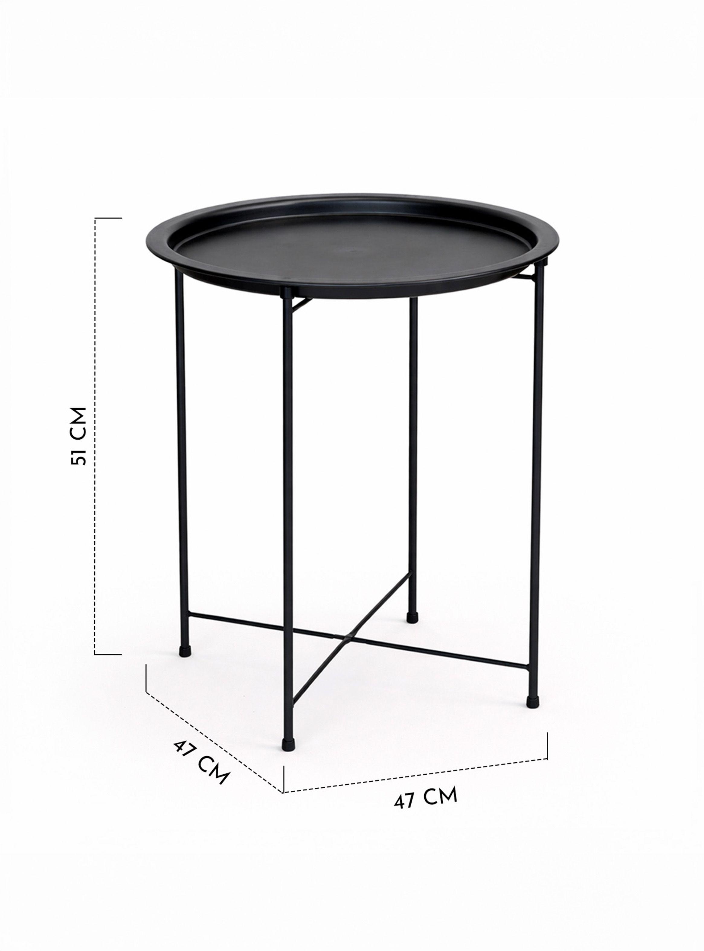 Mesa Lateral metálica redonda 51x47x47 cm Negro-2