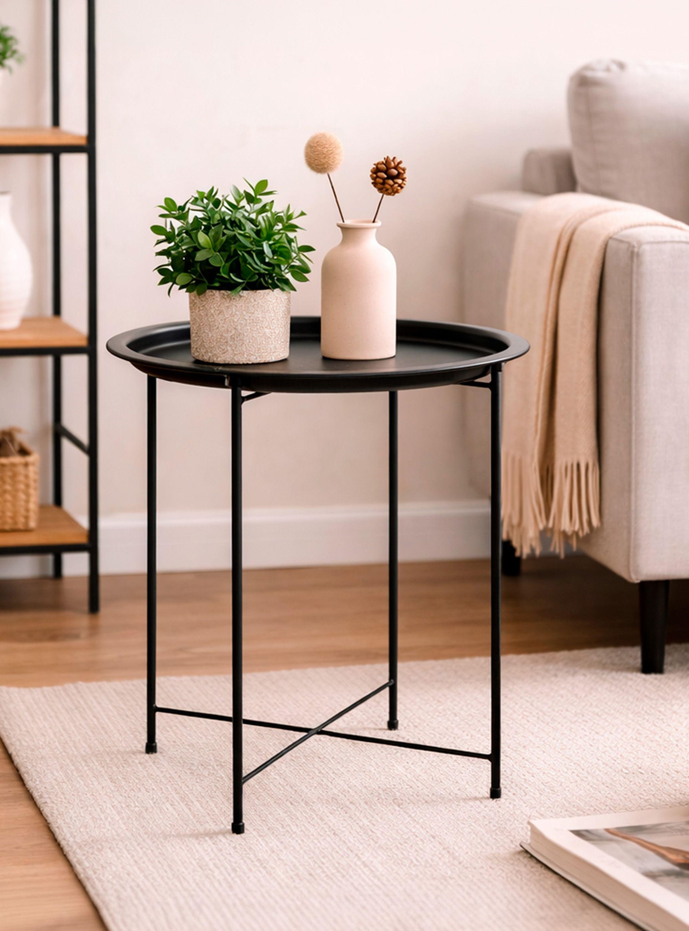 Mesa Lateral metálica redonda 51x47x47 cm Negro-4
