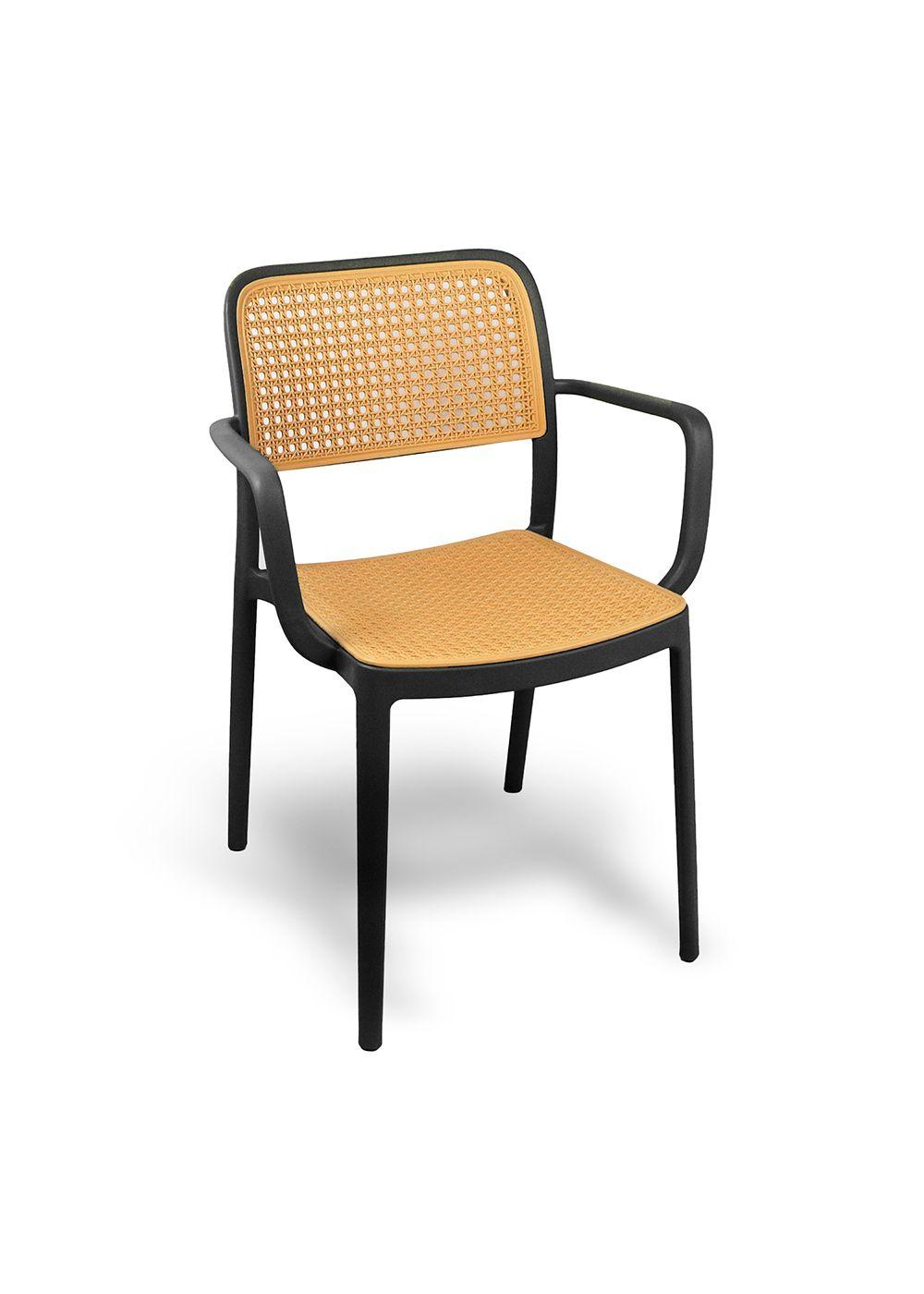 Silla Terraza Plástica Cairo con Apoyabrazos Negra-0