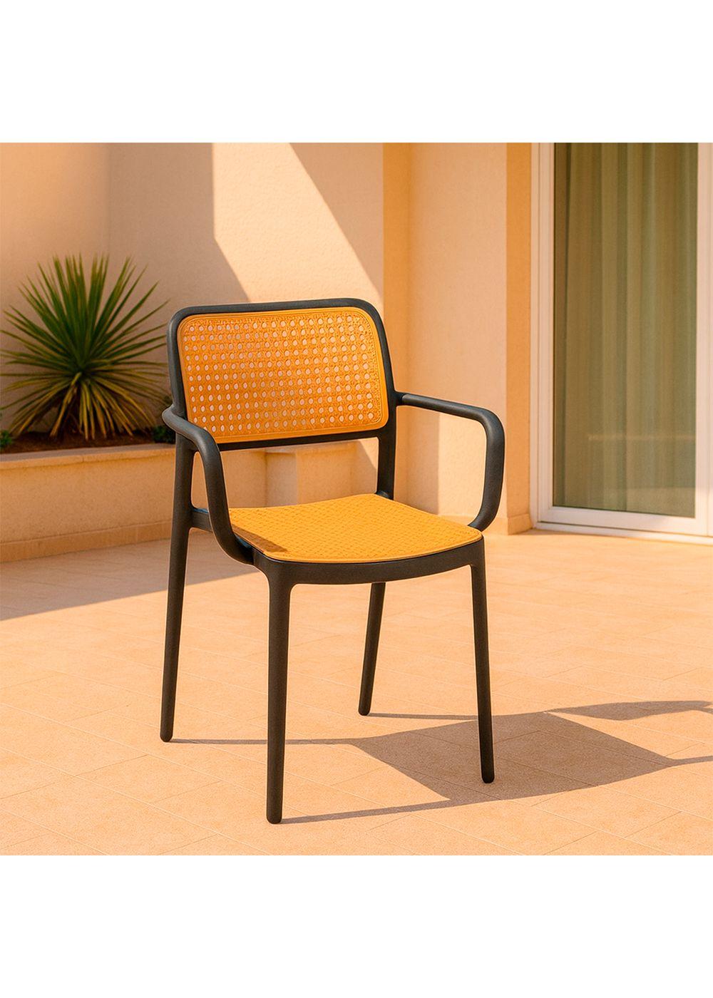 Silla Terraza Plástica Cairo con Apoyabrazos Negra-1