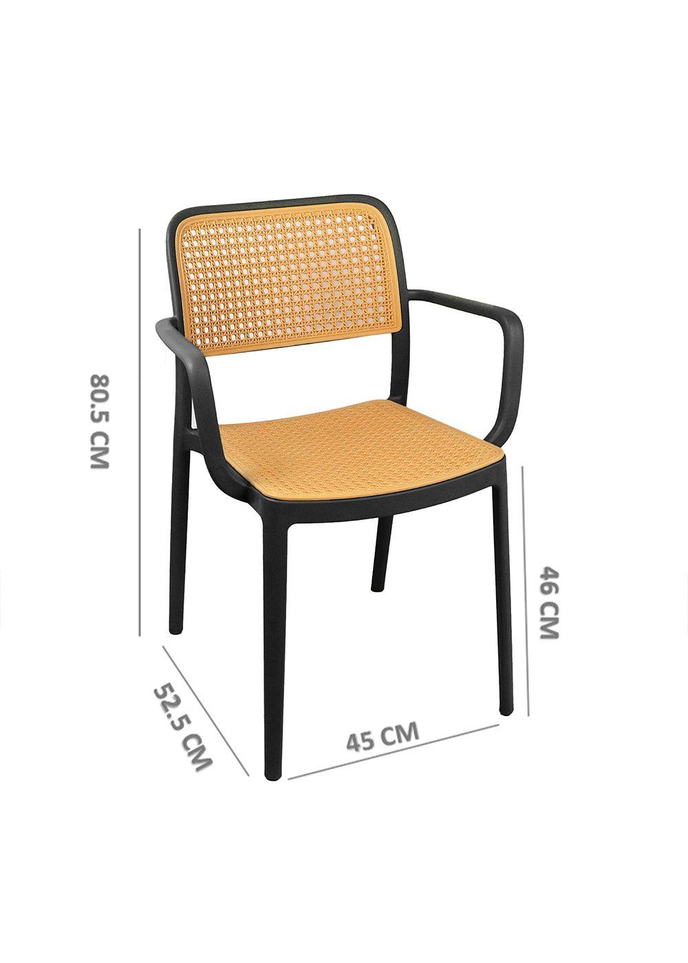 Silla Terraza Plástica Cairo con Apoyabrazos Negra-2