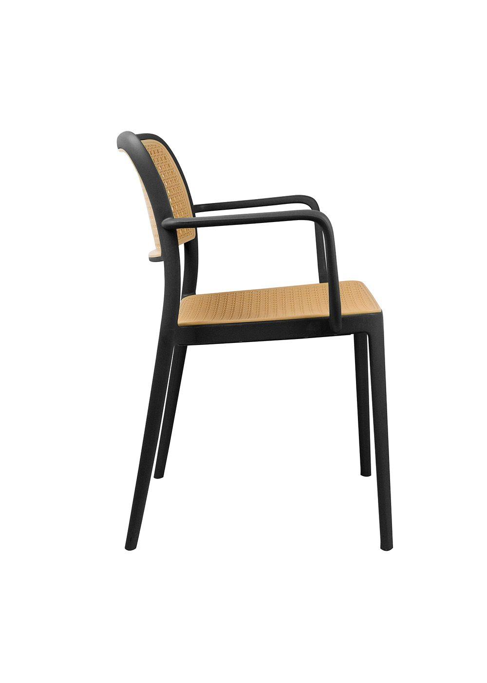 Silla Terraza Plástica Cairo con Apoyabrazos Negra-4