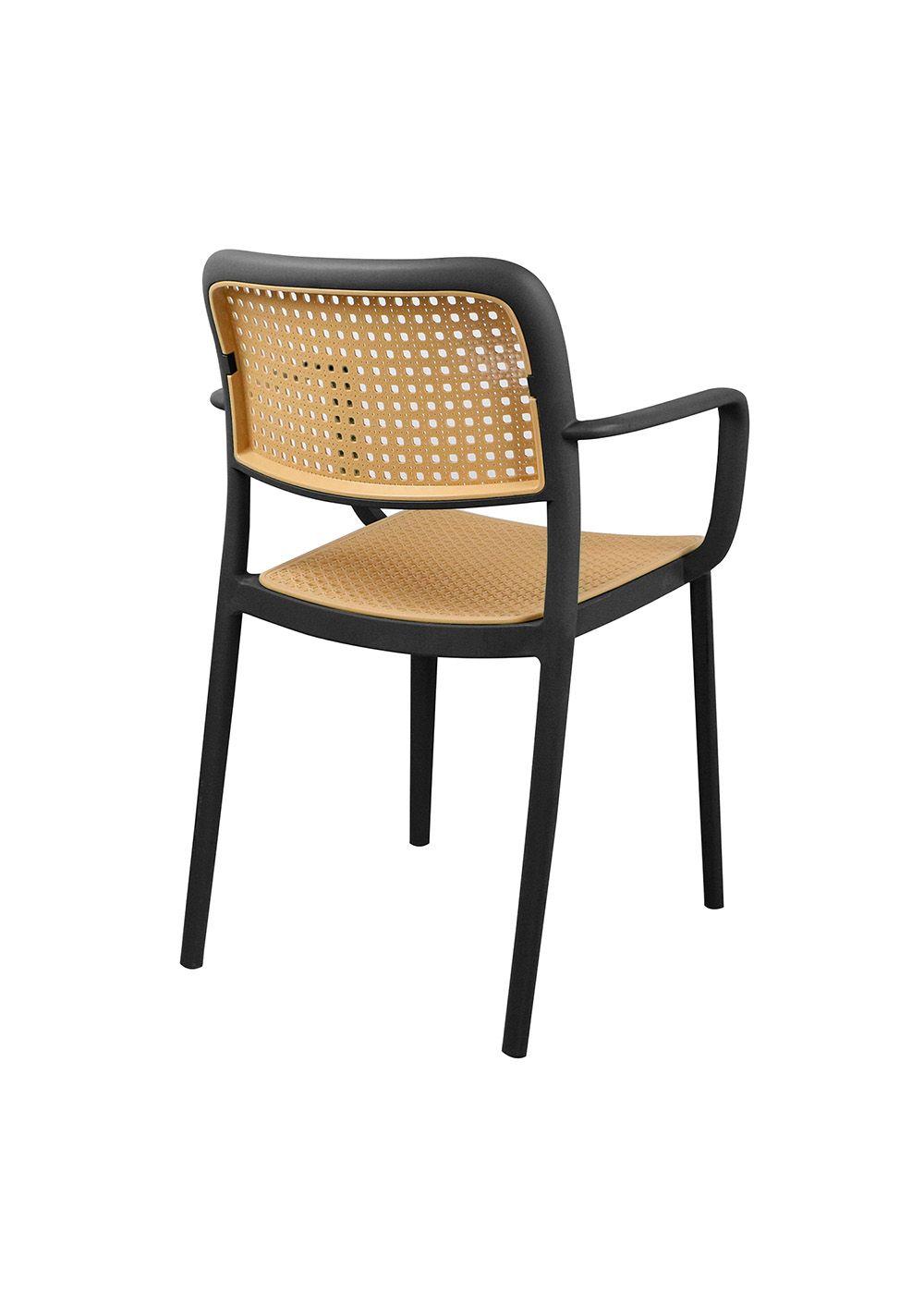 Silla Terraza Plástica Cairo con Apoyabrazos Negra-5