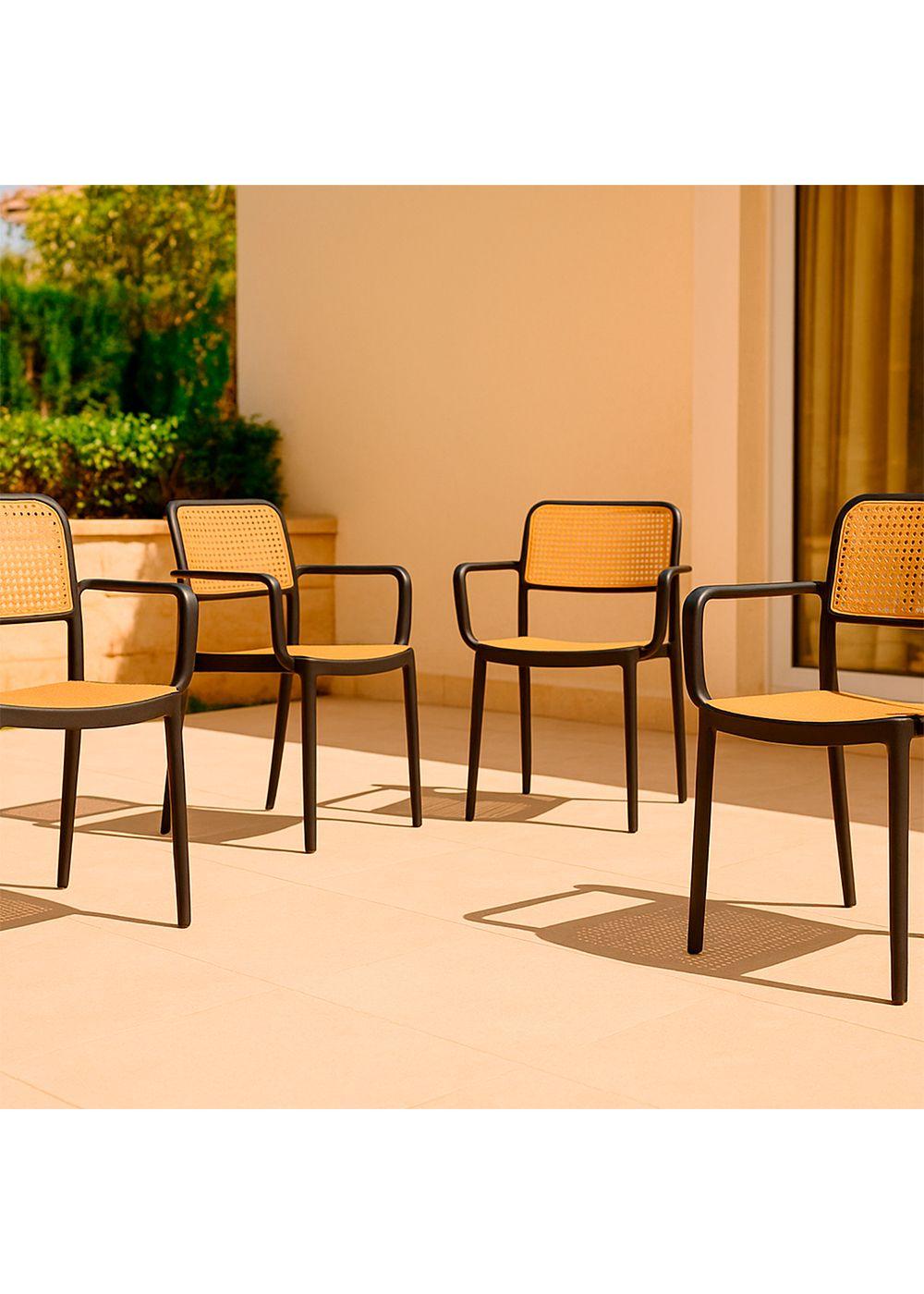 Silla Terraza Plástica Cairo con Apoyabrazos Negra-6