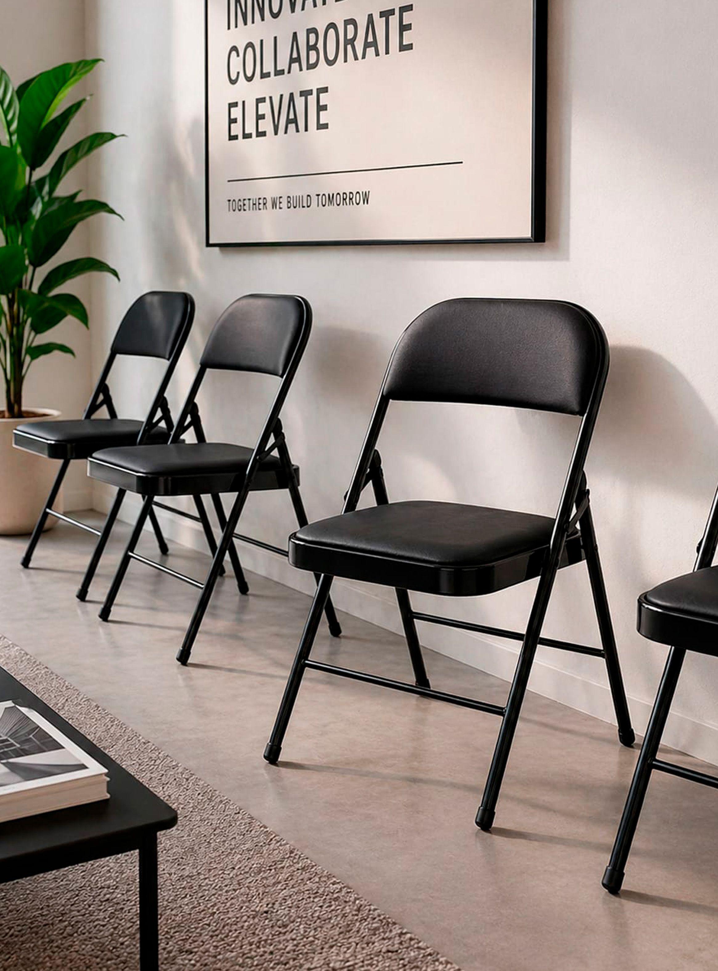 Silla Plegable Acolchada Negra Fold-3