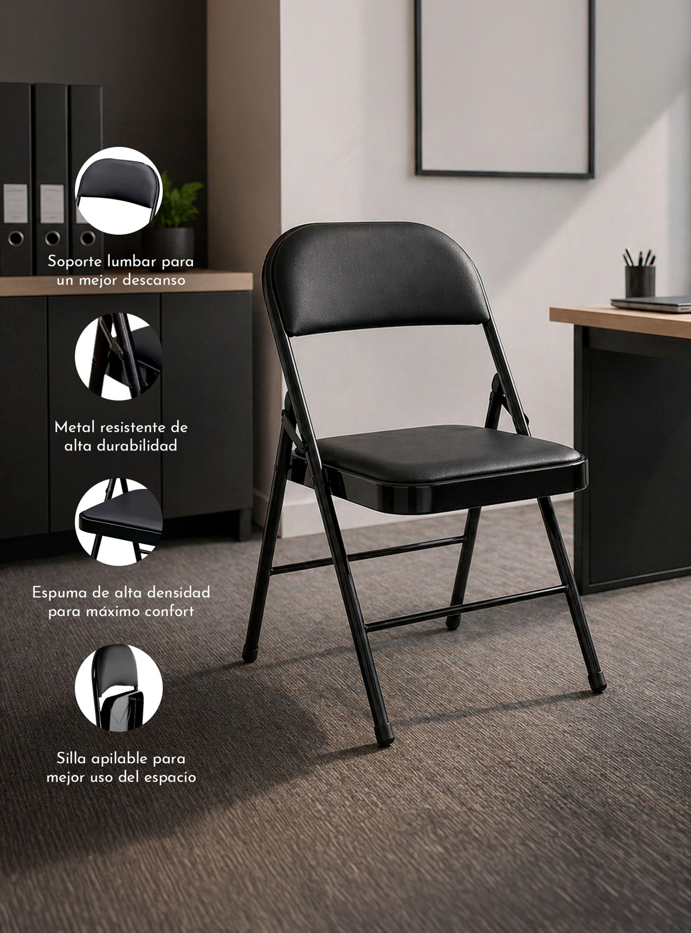 Silla Plegable Acolchada Negra Fold-4