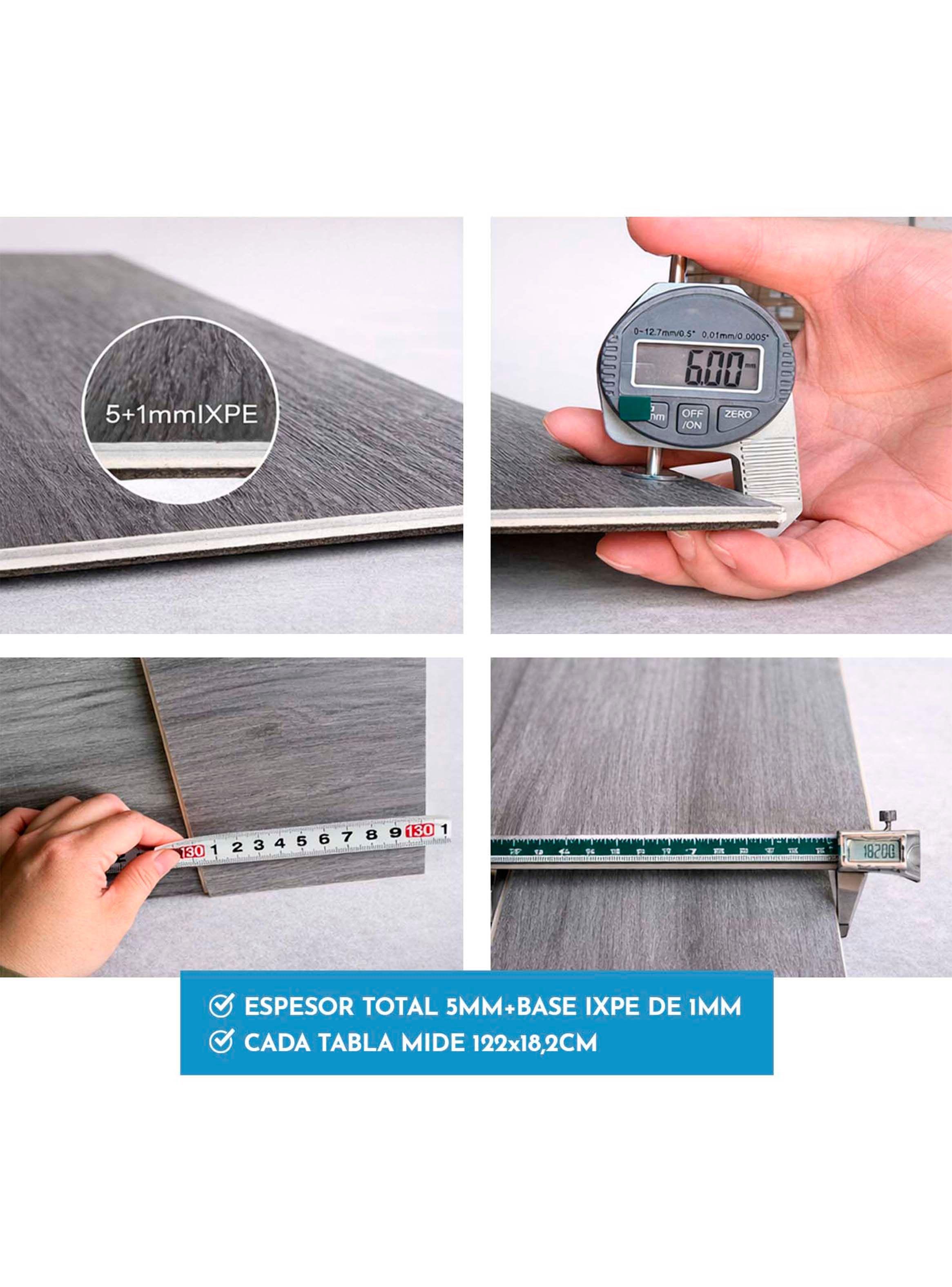 Piso SPC Gris Urbano Click 5+1 mm 18,2 x 122cm 2,2 m²-4