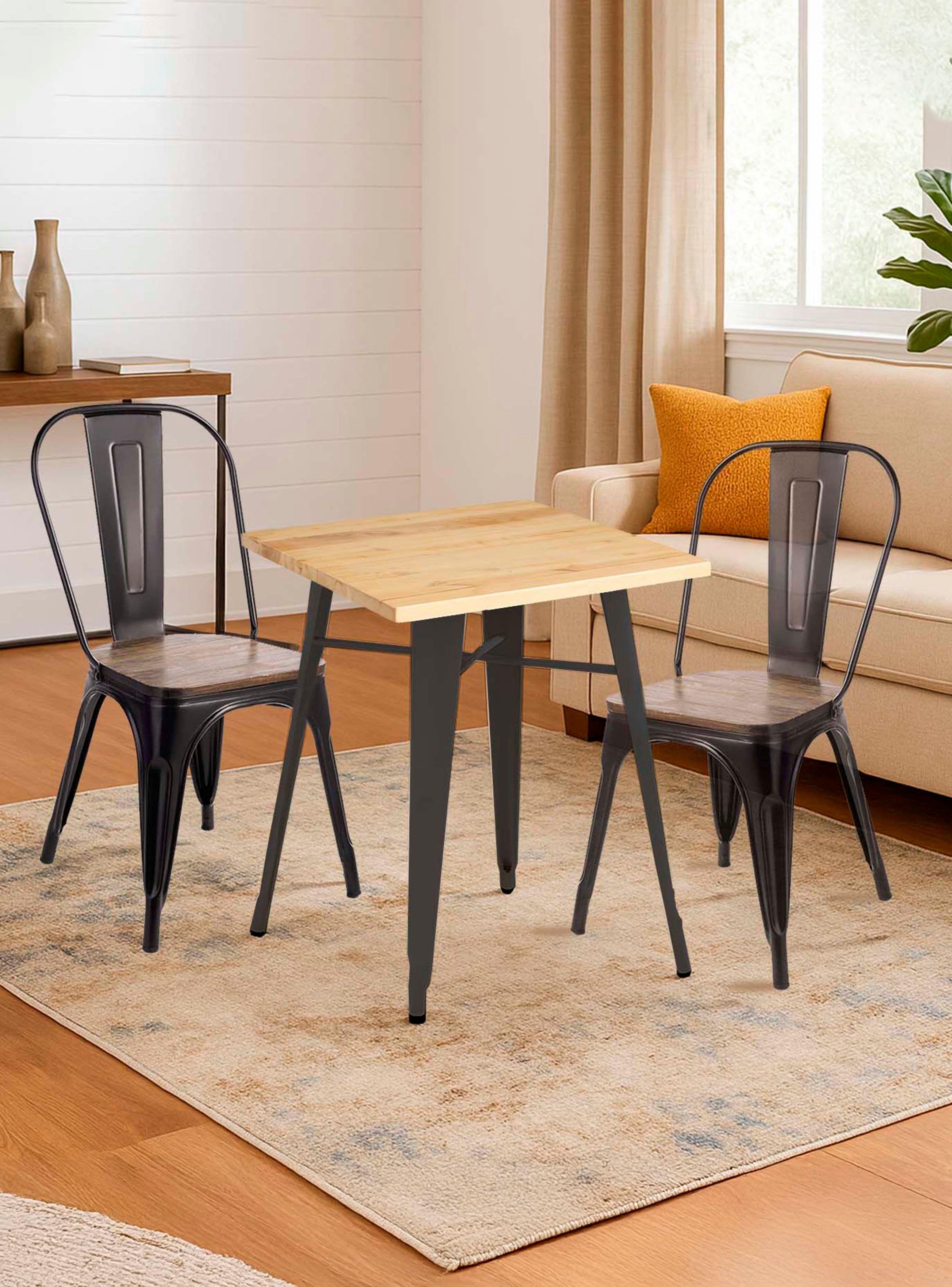 Mesa Metal Tolix cubierta Madera 70x70 cm-4