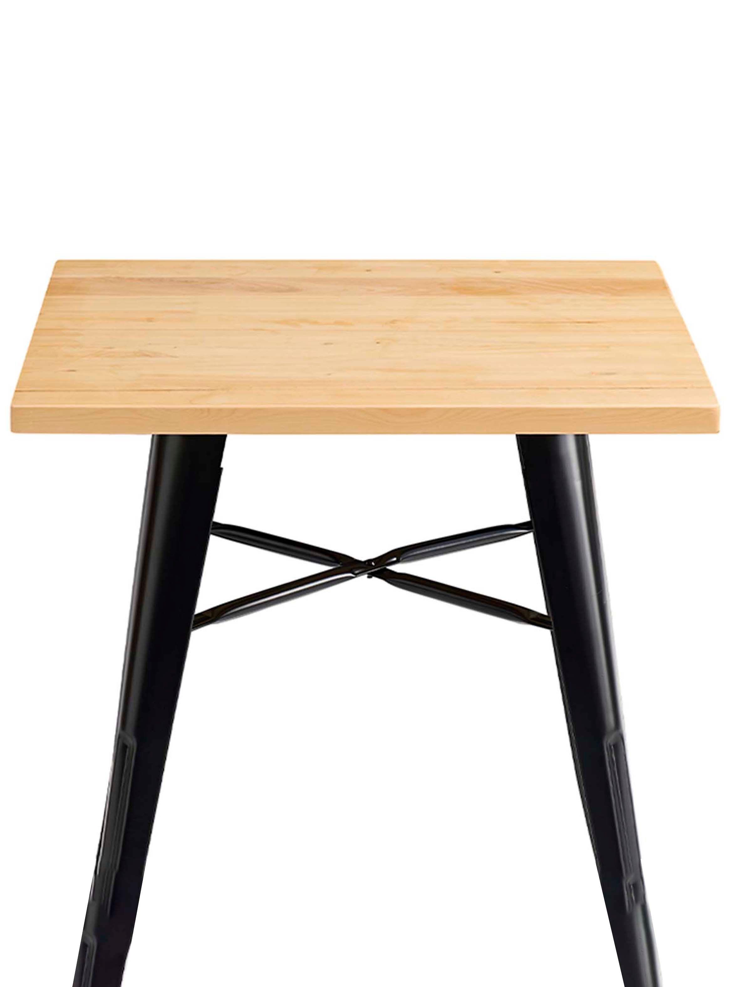 Mesa Metal Tolix cubierta Madera 70x70 cm-5