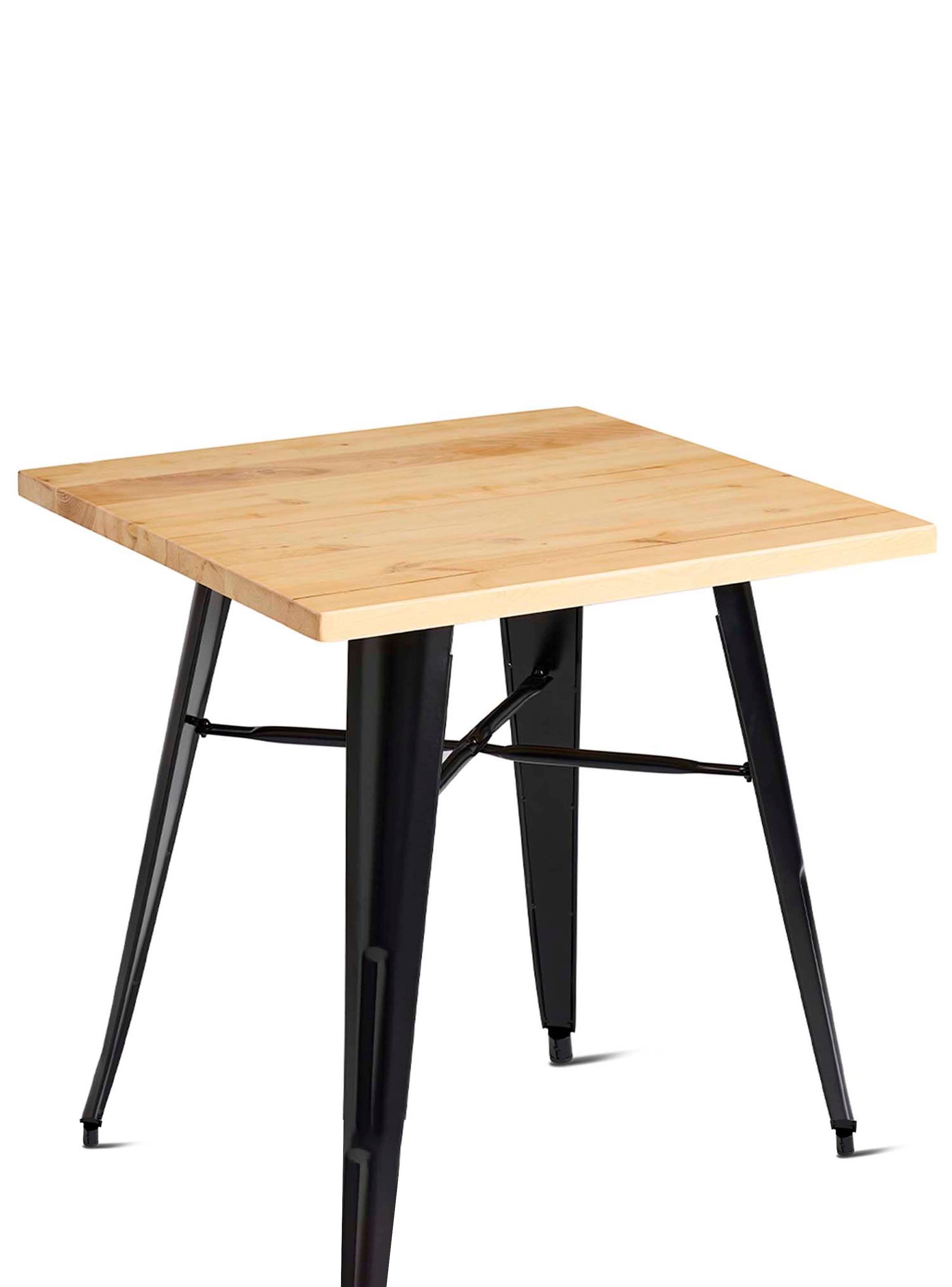 Mesa Metal Tolix cubierta Madera 70x70 cm-6