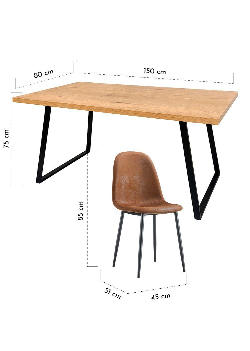 Comedor Soho Mesa 75 x 80 x 150 cm + 4 Sillas Pu Café.-2
