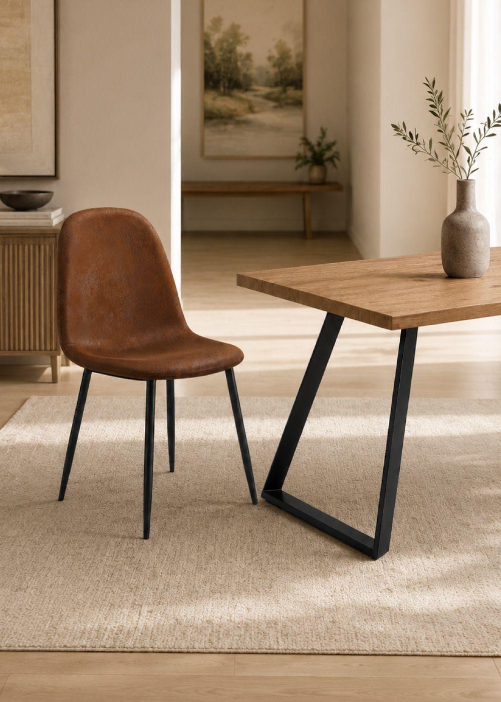 Comedor Soho Mesa 75 x 80 x 150 cm + 4 Sillas Pu Café.-5