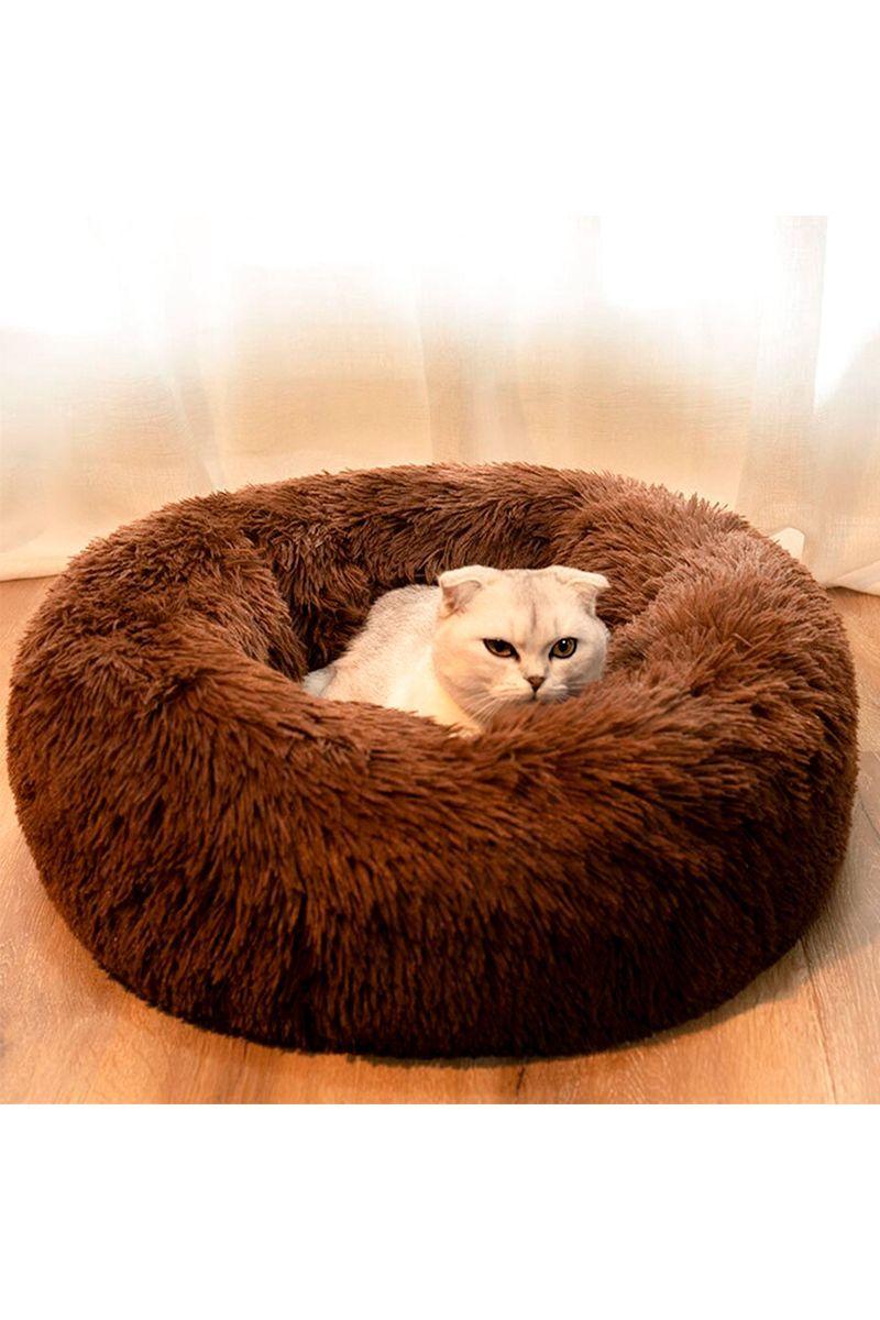 Cama Mascotas Antiestres Circular Felpa S Café-5