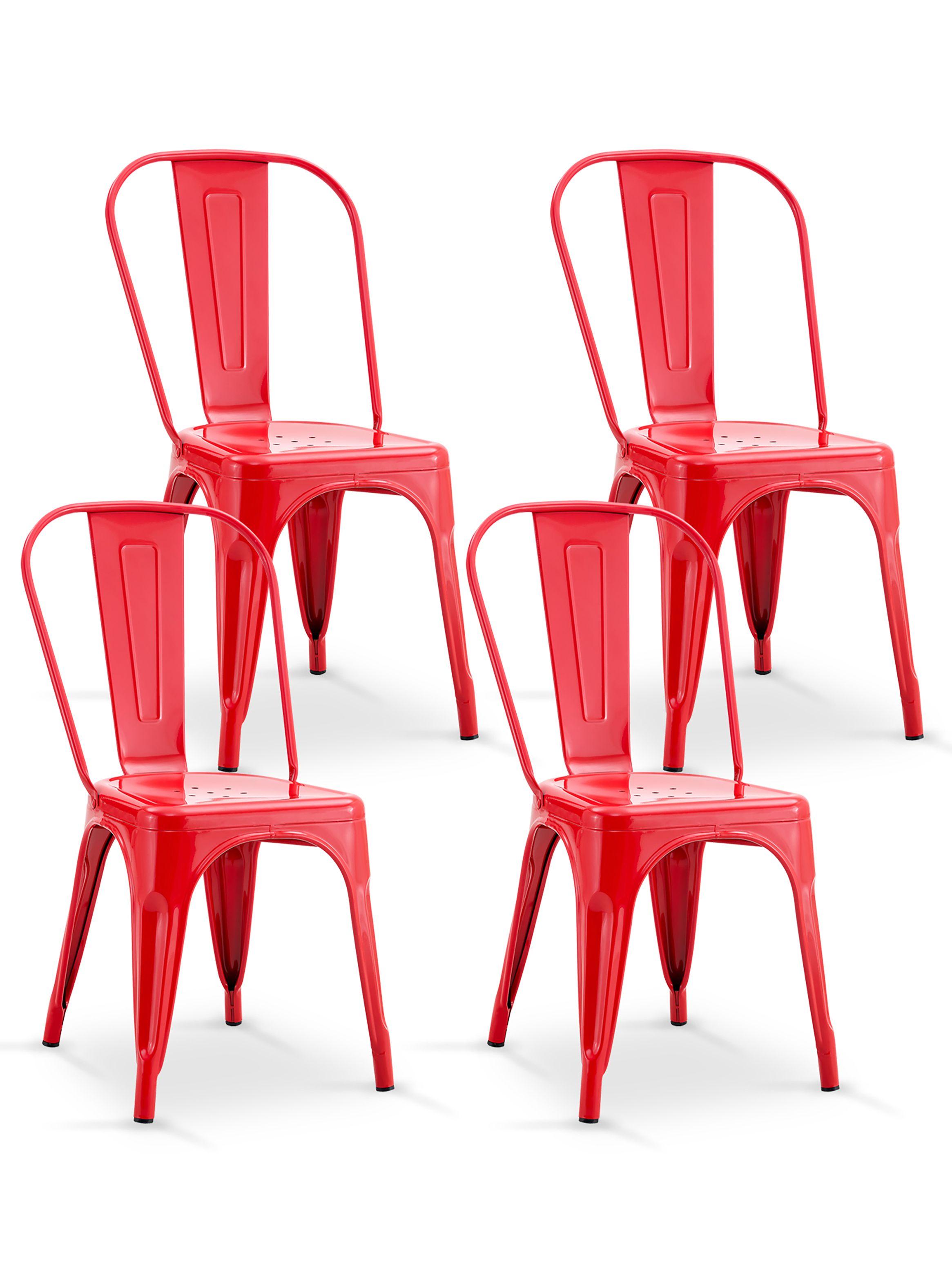 Pack De 4 Silla Metal Tolix Rojo-0