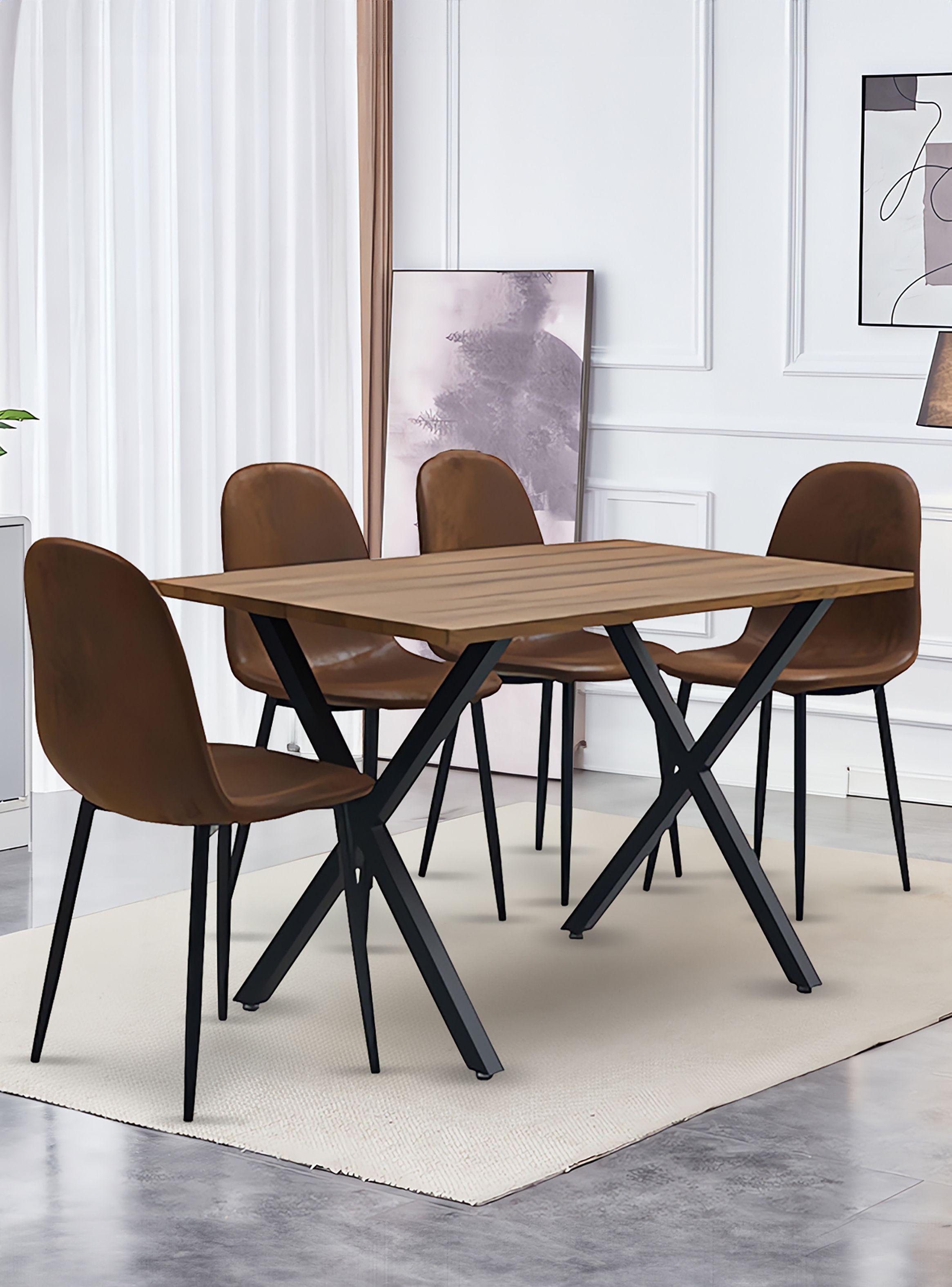 Comedor Hudson Mesa 75x70x120 4 Sillas Pu Café-5