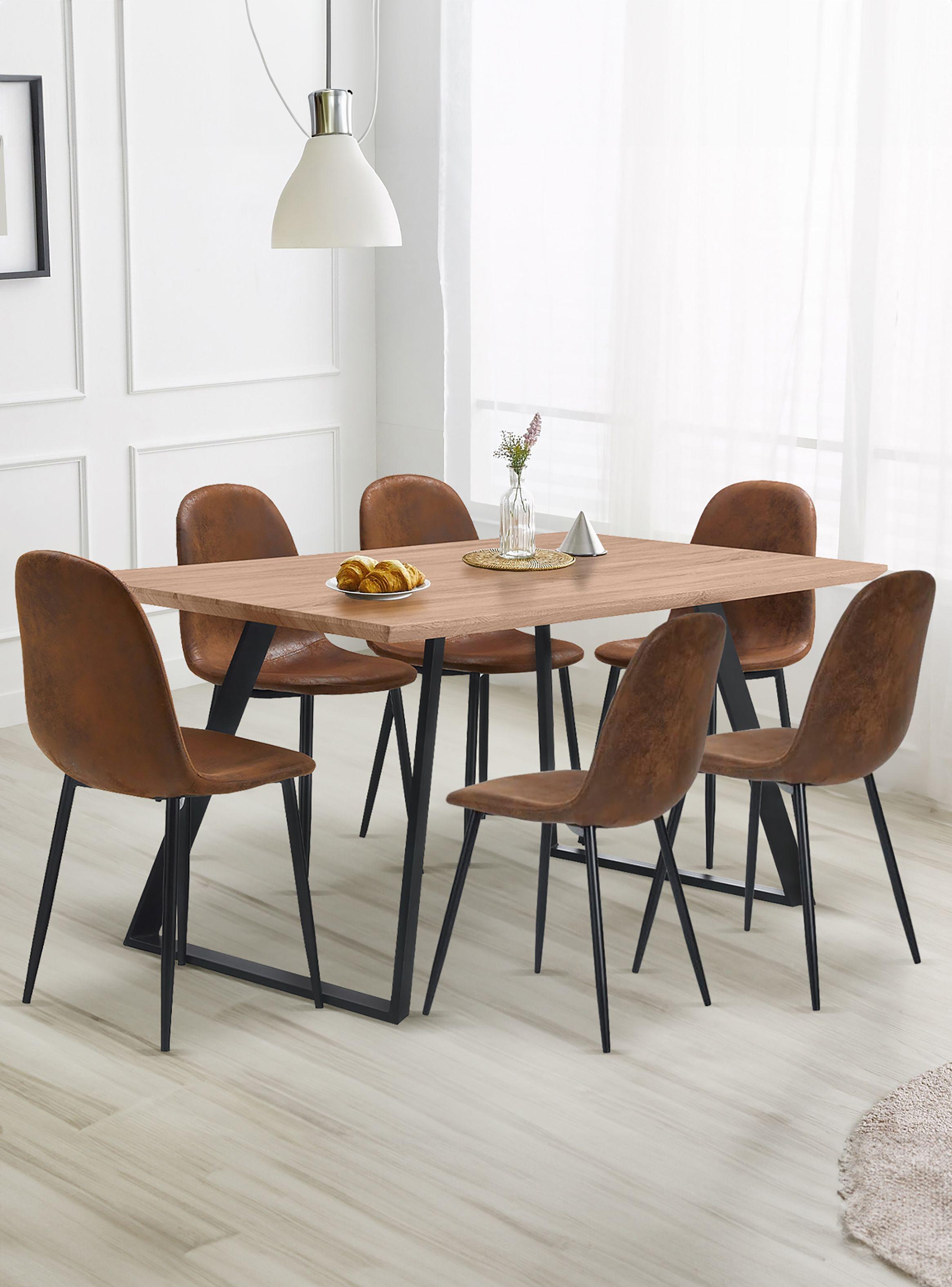 Comedor Charleston Mesa 75x90x160cm + 6 Sillas Velvet Café-5
