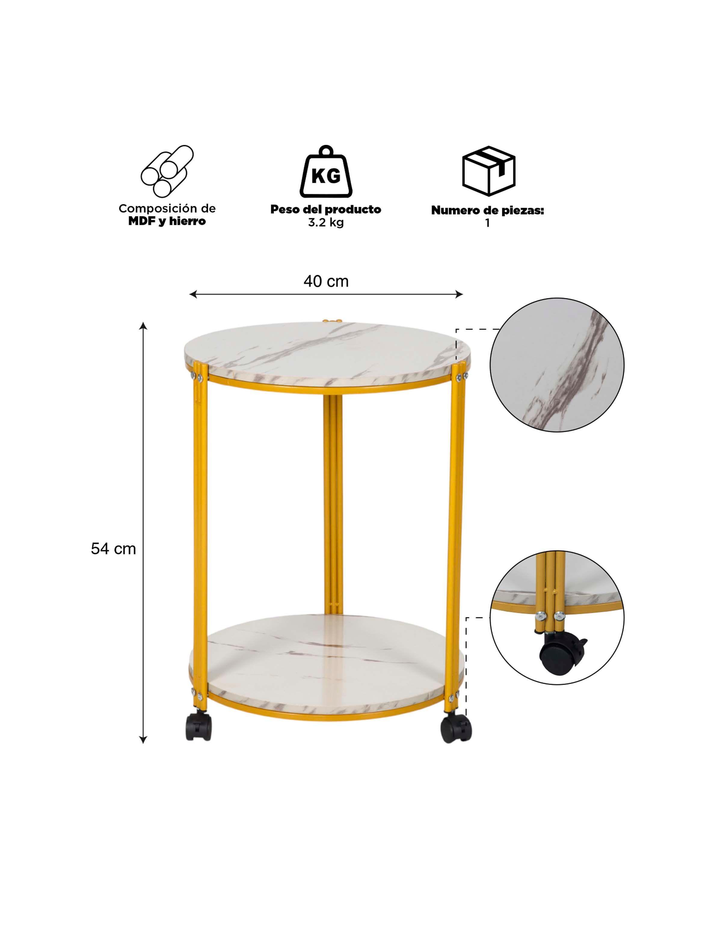 Mesa de Centro Lateral Redonda Blanca-2