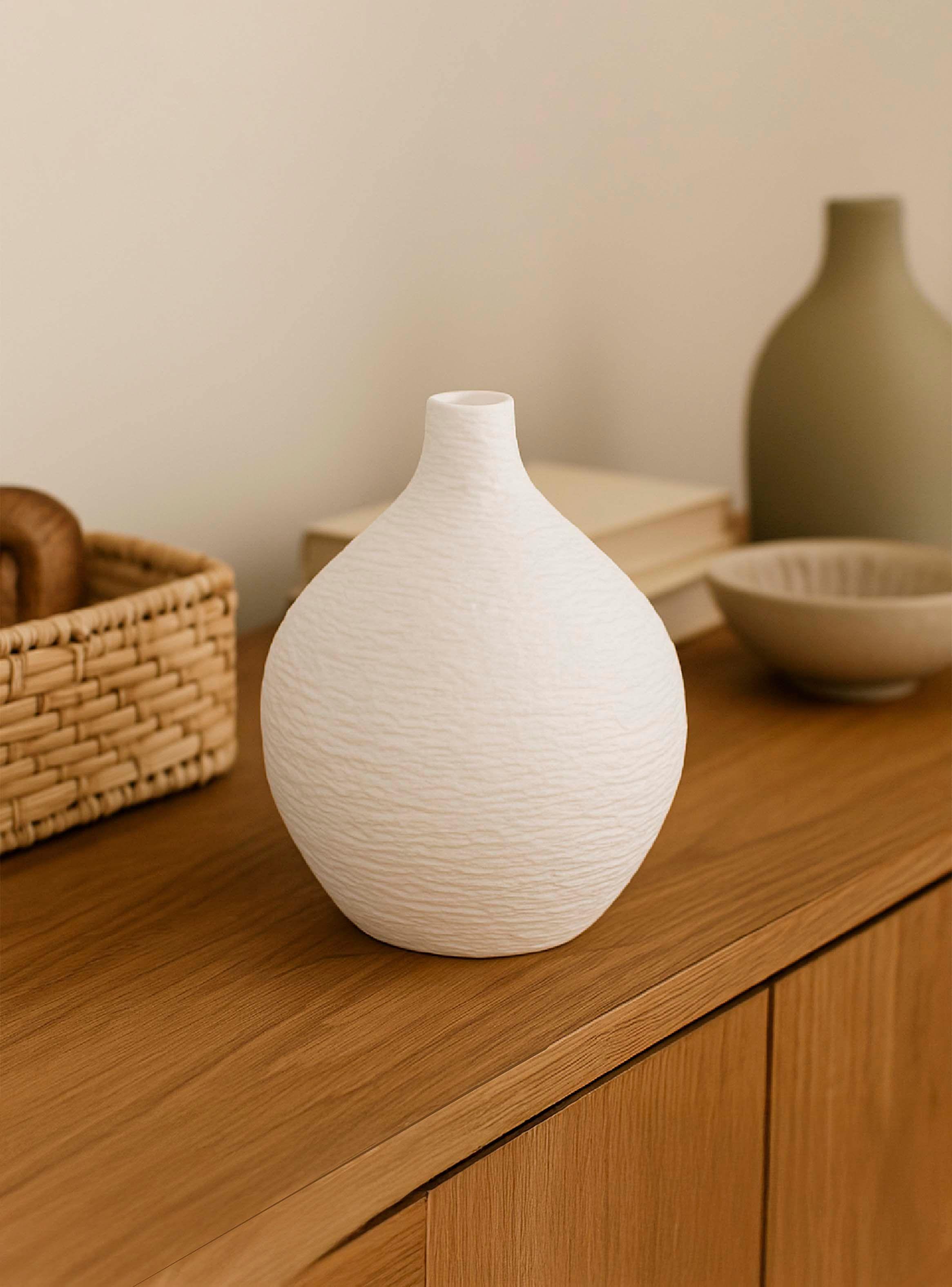 Jarrón Adorno Decorativo Blanco 15 cm-2