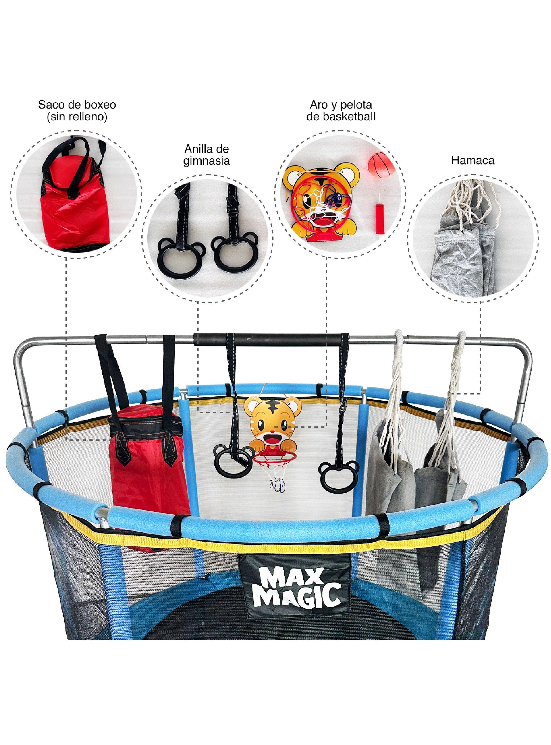 Cama Elástica Infantil Max Magic Azul con Accesorios 140cm-4