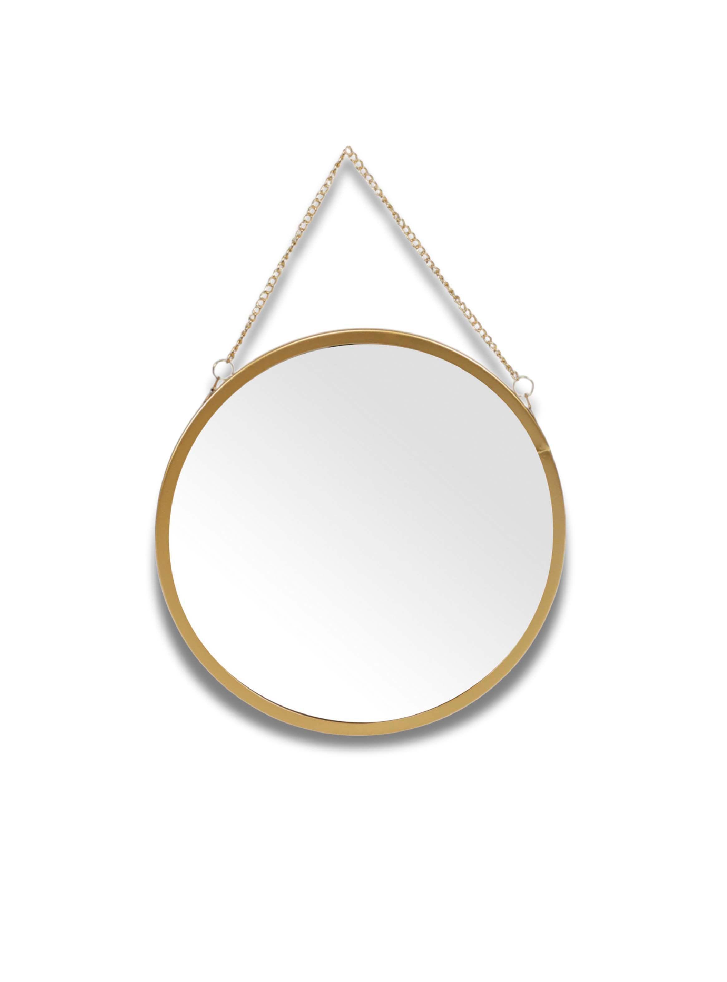 Espejo Colgante Redondo Dorado 48cm-0