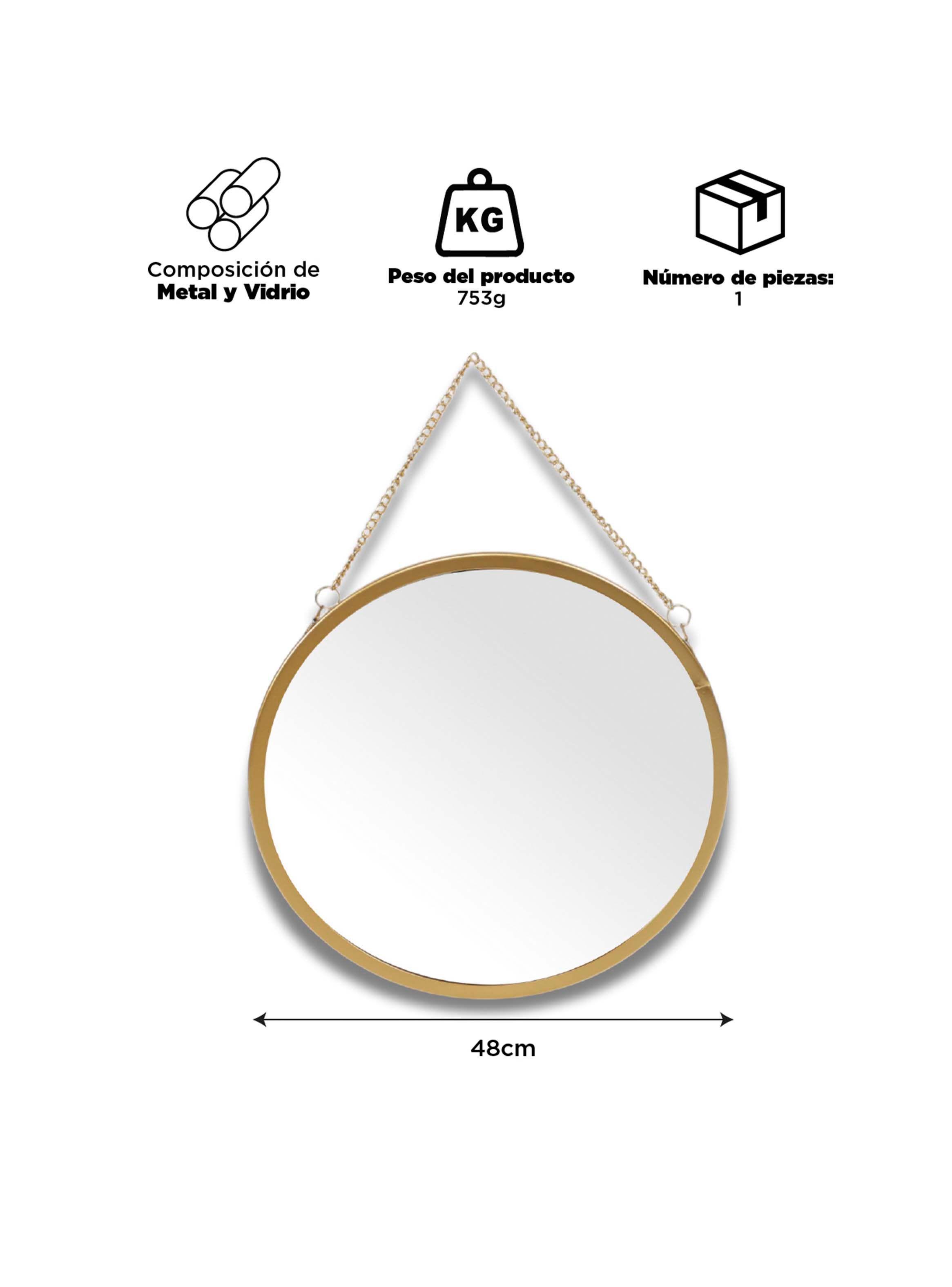 Espejo Colgante Redondo Dorado 48cm-1