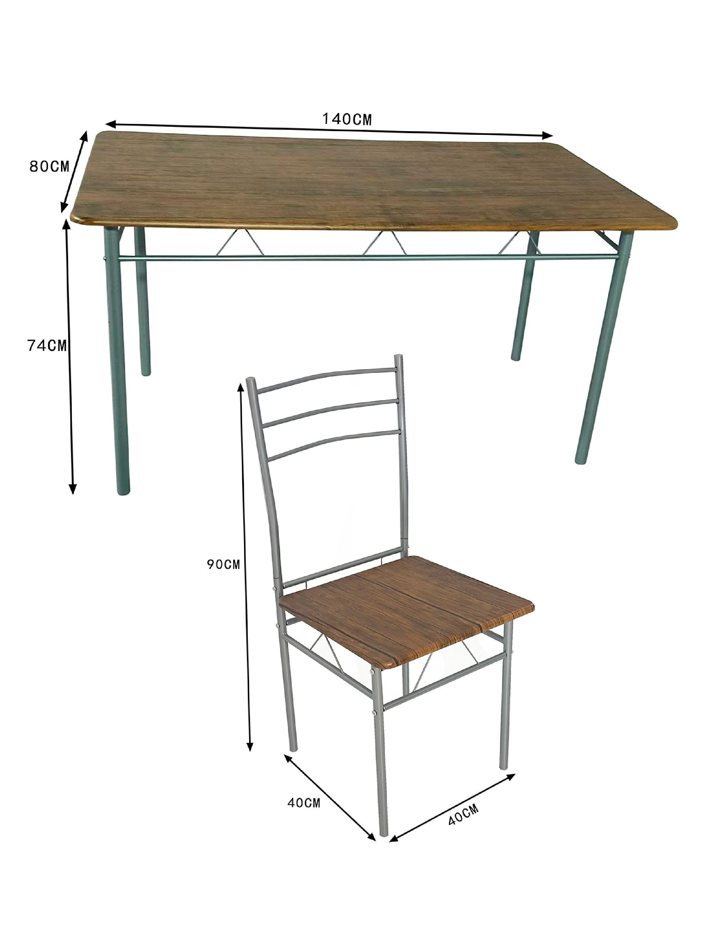 Juego de comedor 6P Capri Silver 74x80x140 cm-2