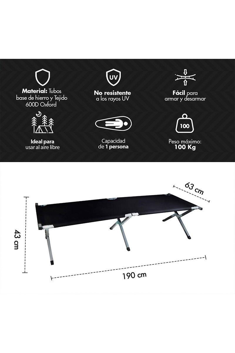 Cama Plegable  1 Persona Negro-2