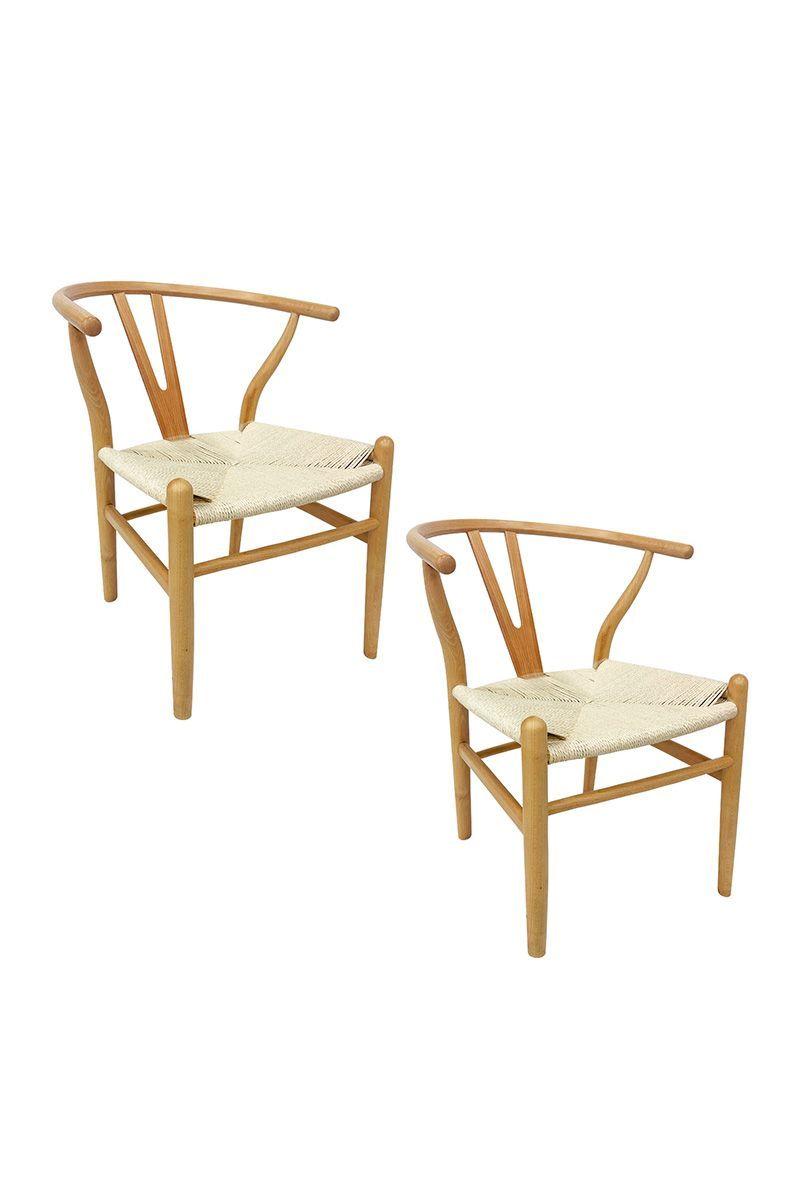 Pack 2 Sillas Comedor Whishbone Madera Café-0
