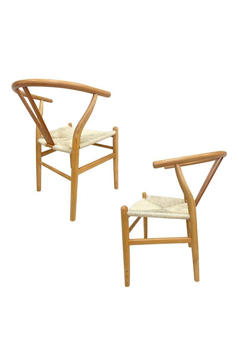 Pack 2 Sillas Comedor Whishbone Madera Café-3