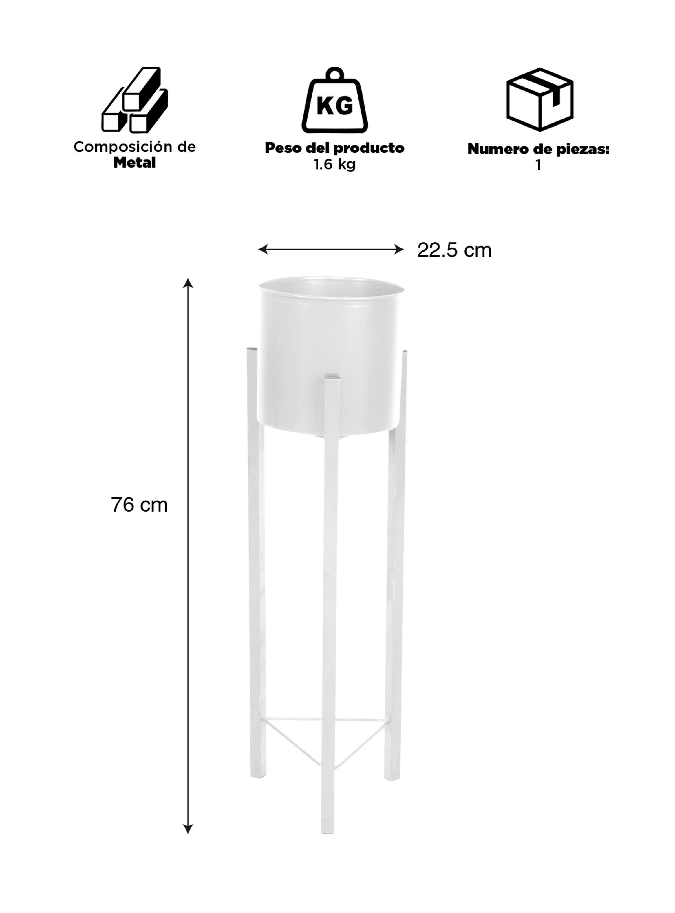 Porta Macetero Pedestal Decorativo Blanco 76 cm-2