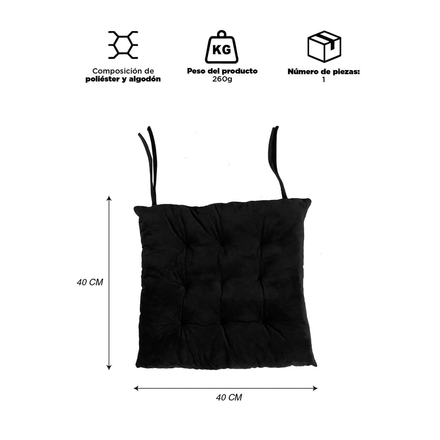 Cojín para Silla Negro 40x40 cm-3