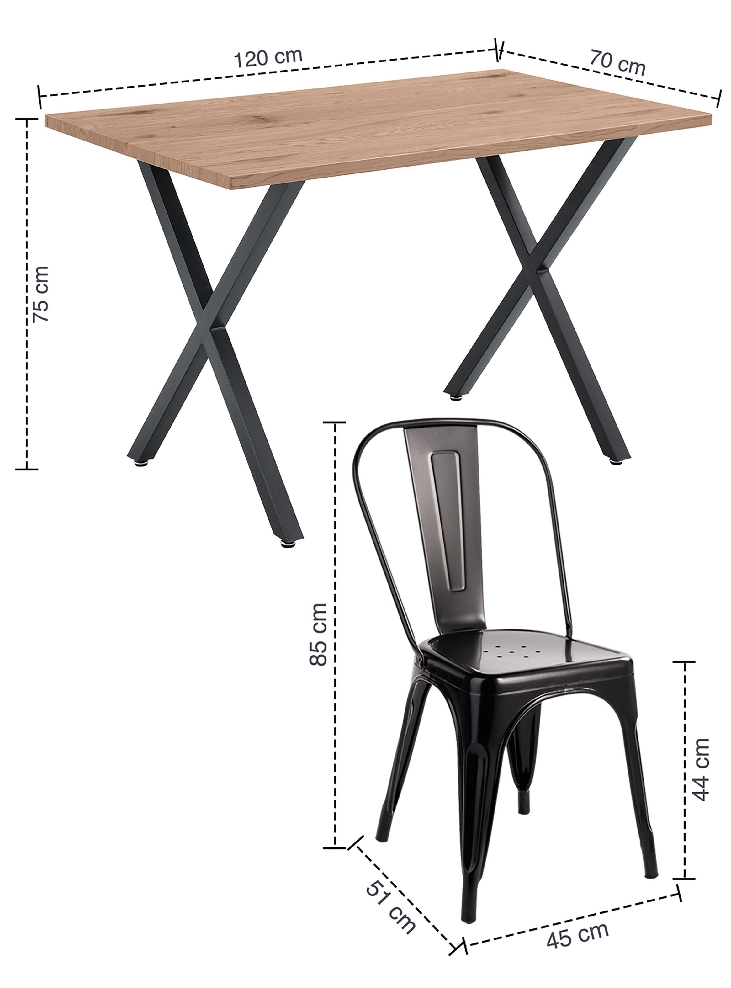 Comedor New Jersey 75x70x120 4 Sillas Tolix Industrial-2