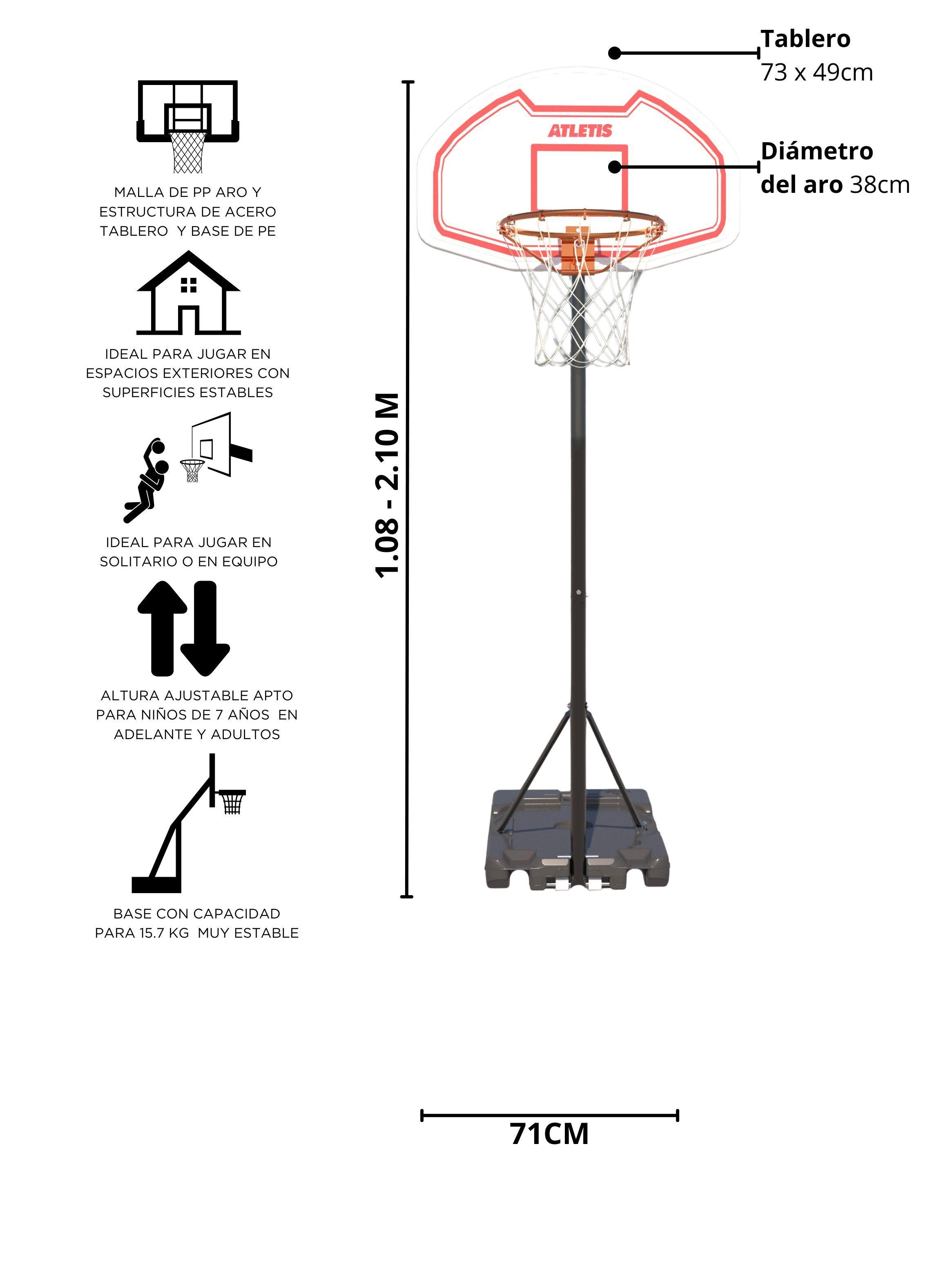 Aro de Básquetbol Ajustable 1.08 m a 2.10 m Street-4