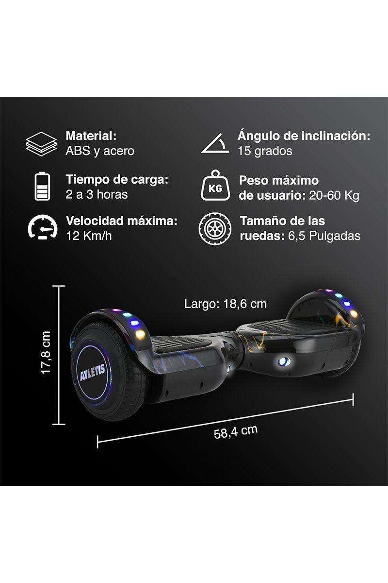 Hoverboard Bluetooth Luces 6,5" 12 Km/h Negro-2