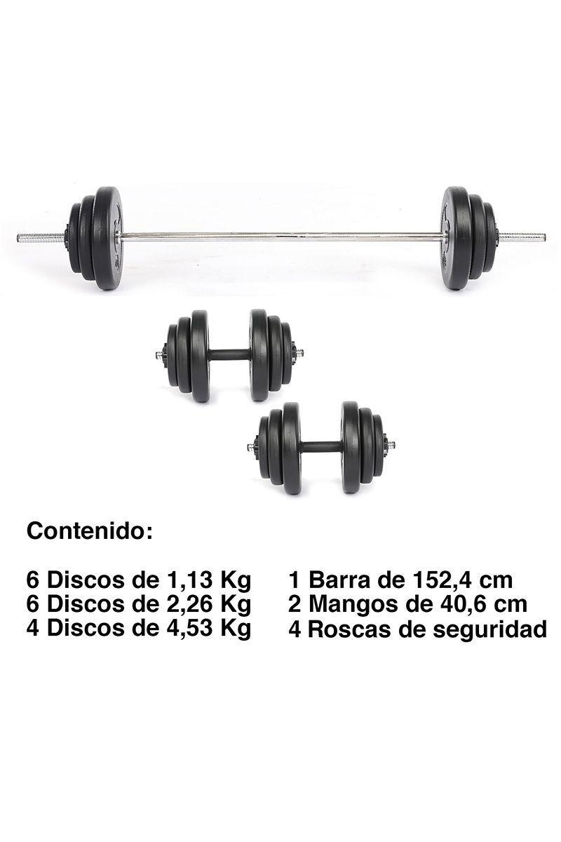 Set de Mancuernas y Barra 40,8 Kg 2 en 1 Negro-2