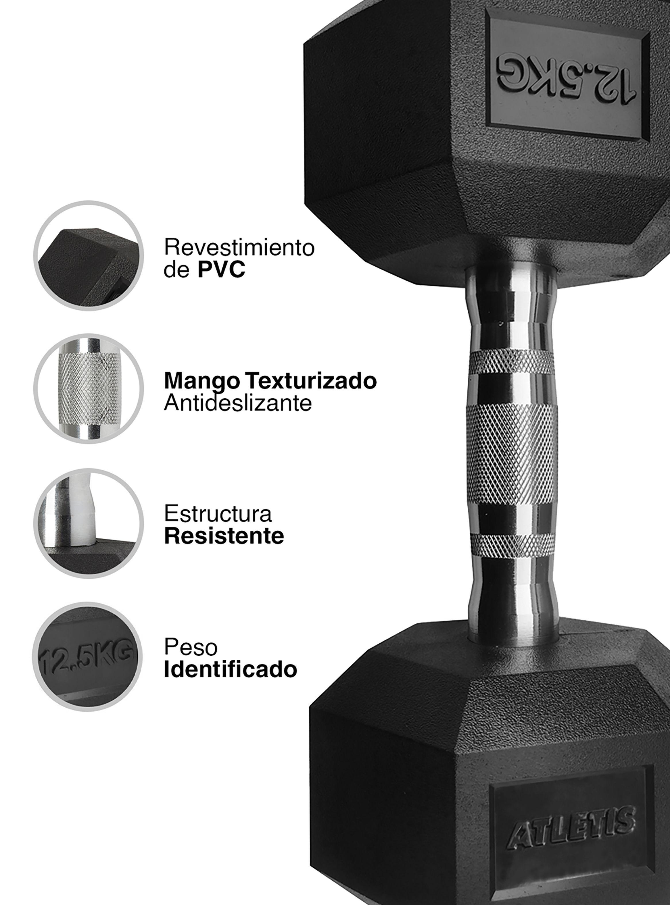 Mancuerna Hexagonal 12,5 Kg Negro-3