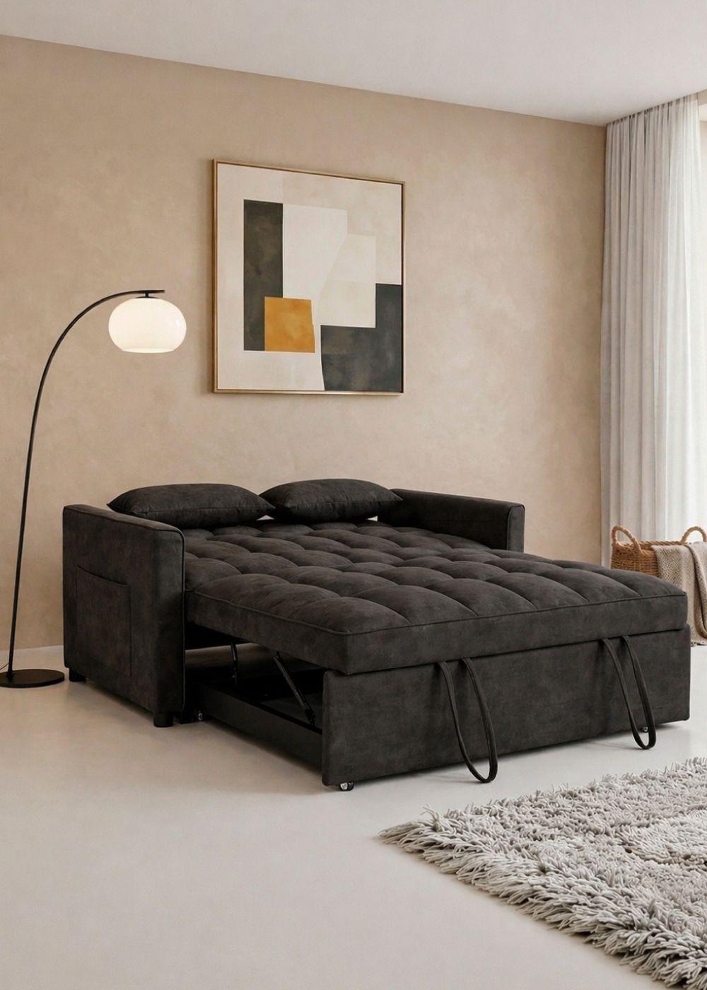 Sofá cama 77x135x93 cm Negro -7