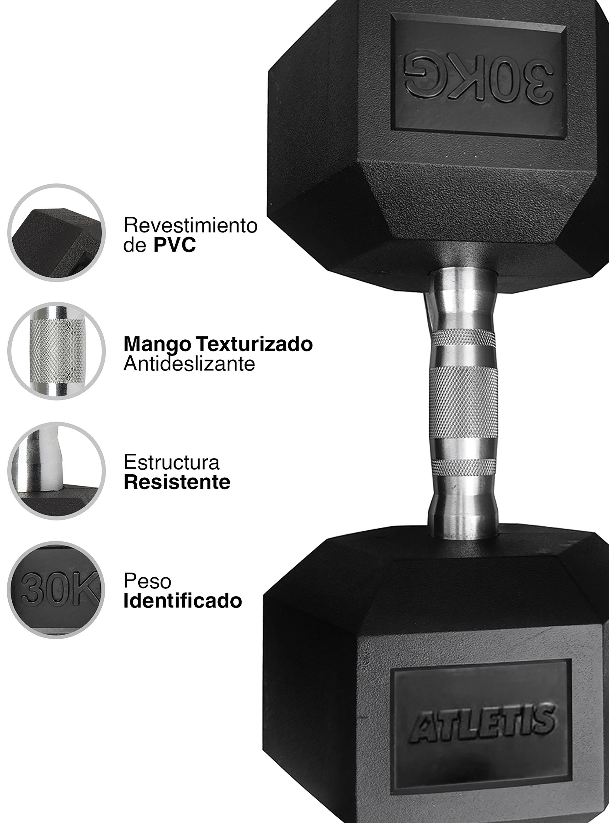 Mancuerna Hexagonal 30 Kg Negro-3