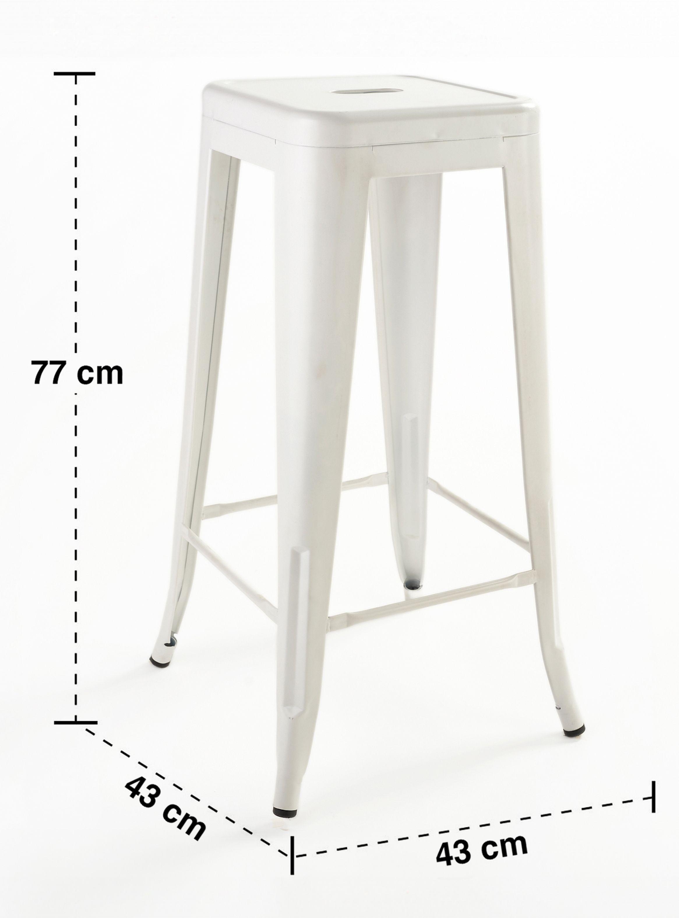 Pack 4 Pisos de Bar Metal Tolix Blanco-2