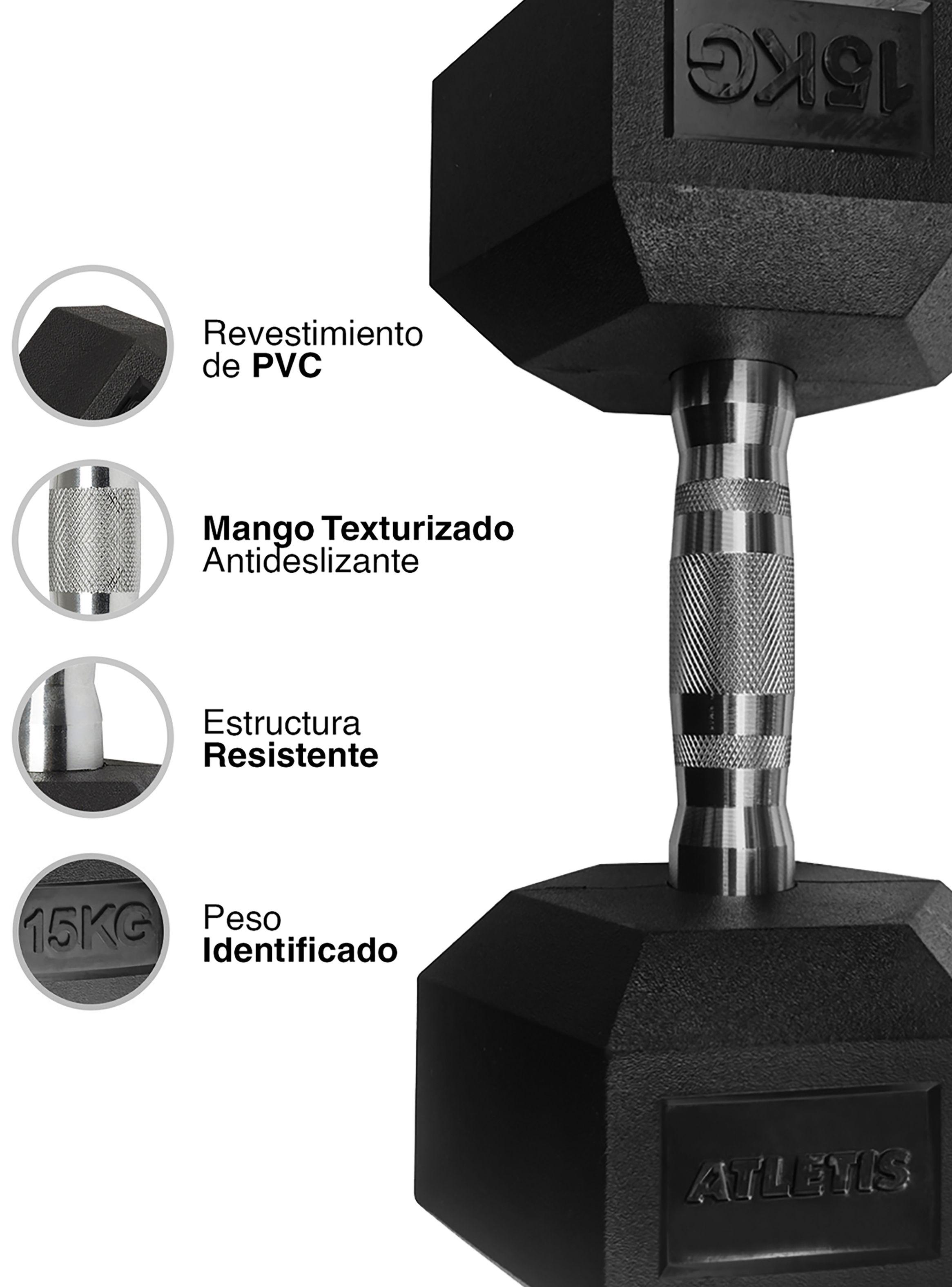 Mancuerna Hexagonal 15 Kg Negro-3
